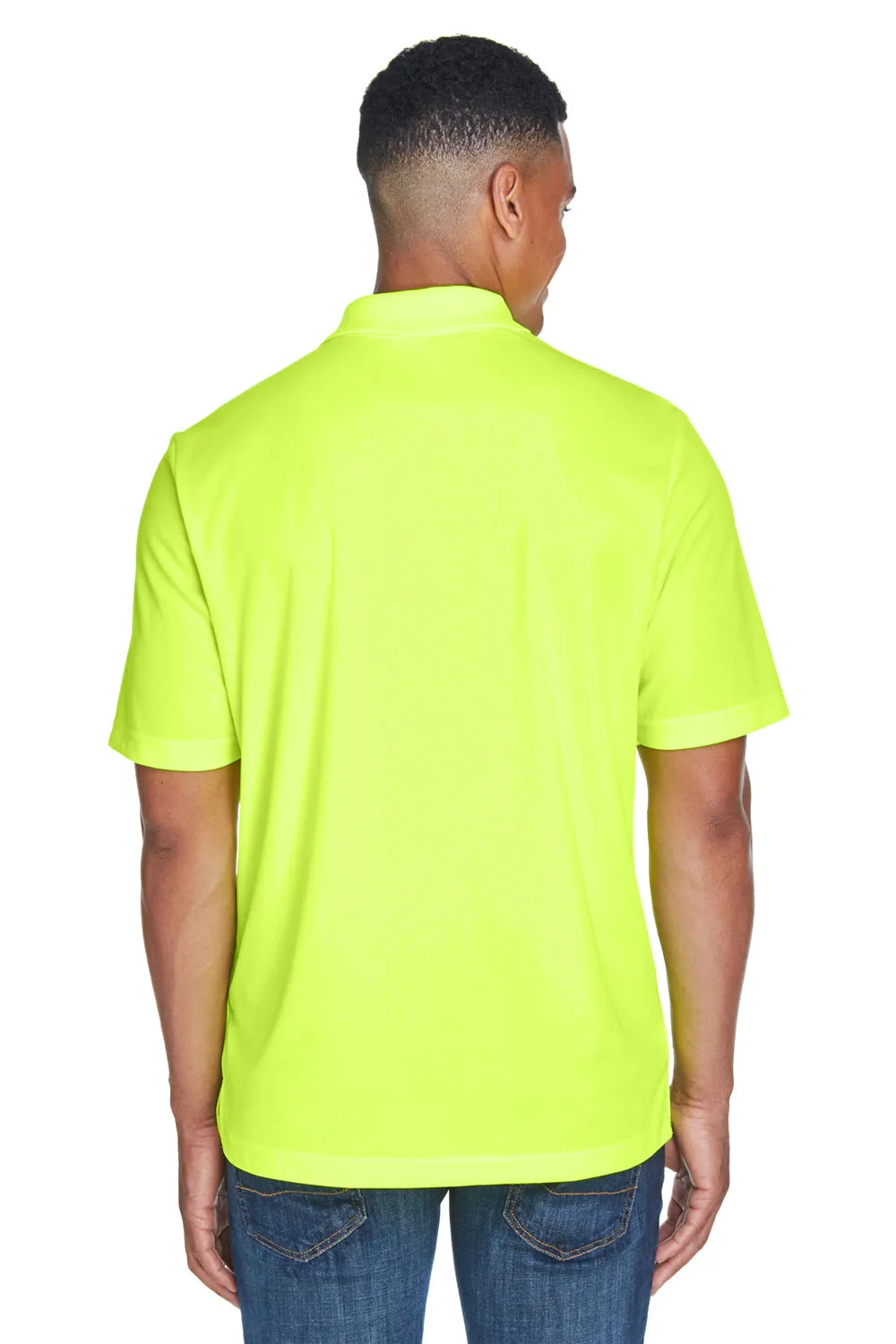 Core 365 Mens Origin Performance Moisture Wicking Short Sleeve Polo Shirt w/ Pocket - Safety Yellow