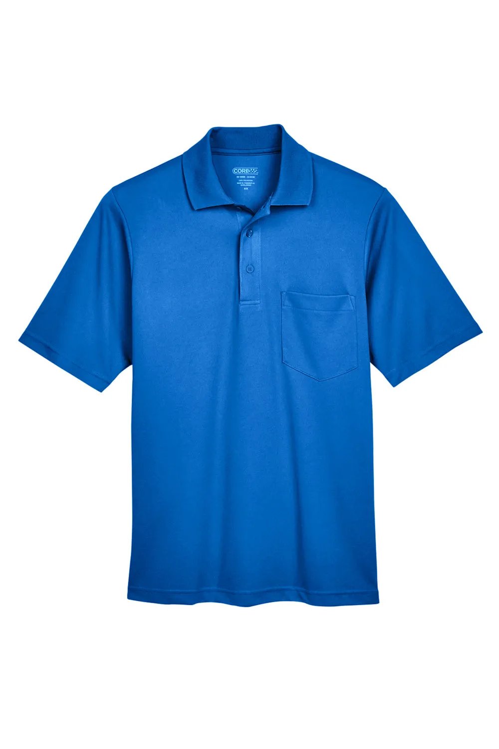 Core 365 Mens Origin Performance Moisture Wicking Short Sleeve Polo Shirt w/ Pocket - True Royal Blue