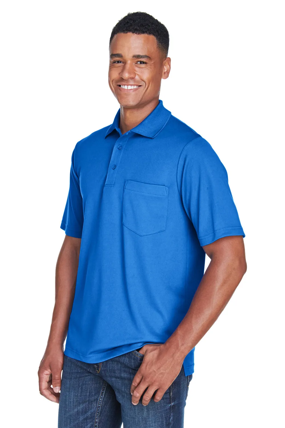 Core 365 Mens Origin Performance Moisture Wicking Short Sleeve Polo Shirt w/ Pocket - True Royal Blue