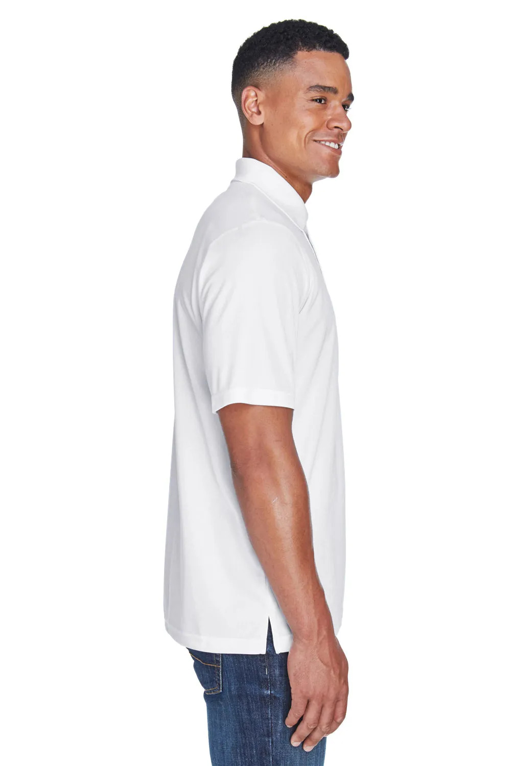 Core 365 Mens Origin Performance Moisture Wicking Short Sleeve Polo Shirt w/ Pocket - White