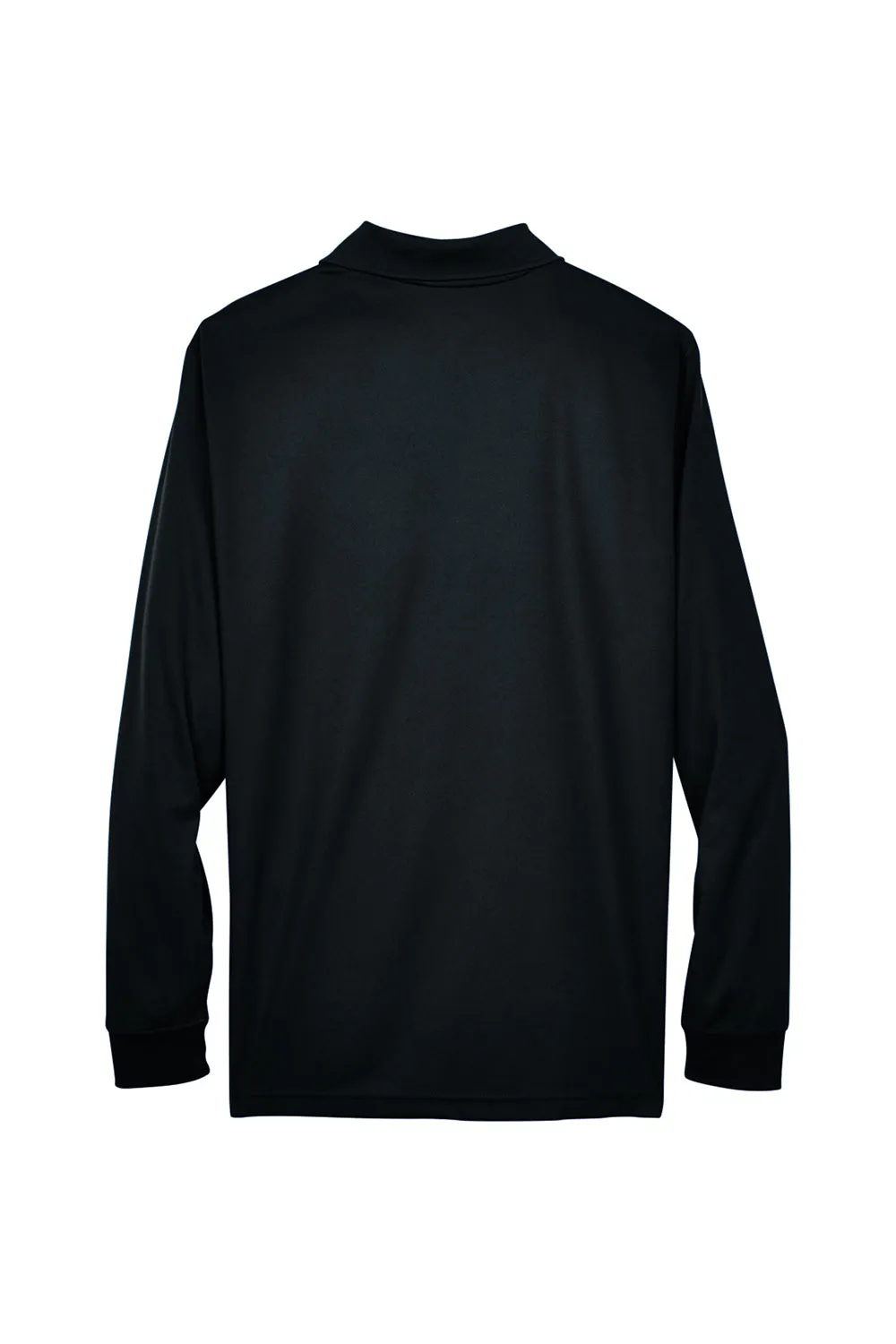 Core 365 Mens Pinnacle Performance Moisture Wicking Long Sleeve Polo Shirt - Black