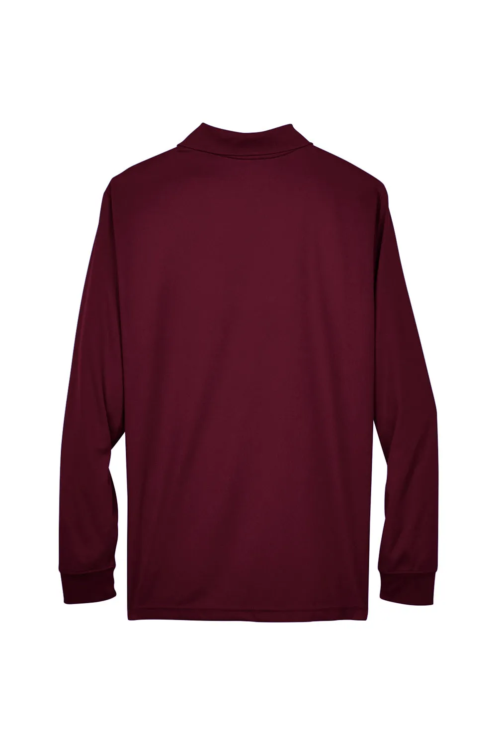 Core 365 Mens Pinnacle Performance Moisture Wicking Long Sleeve Polo Shirt - Burgundy