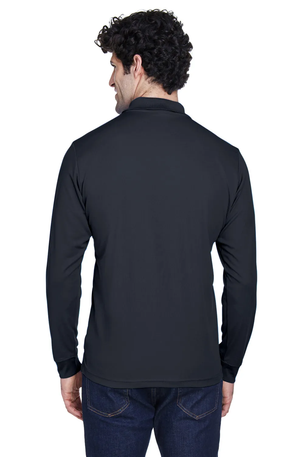 Core 365 Mens Pinnacle Performance Moisture Wicking Long Sleeve Polo Shirt - Carbon Grey