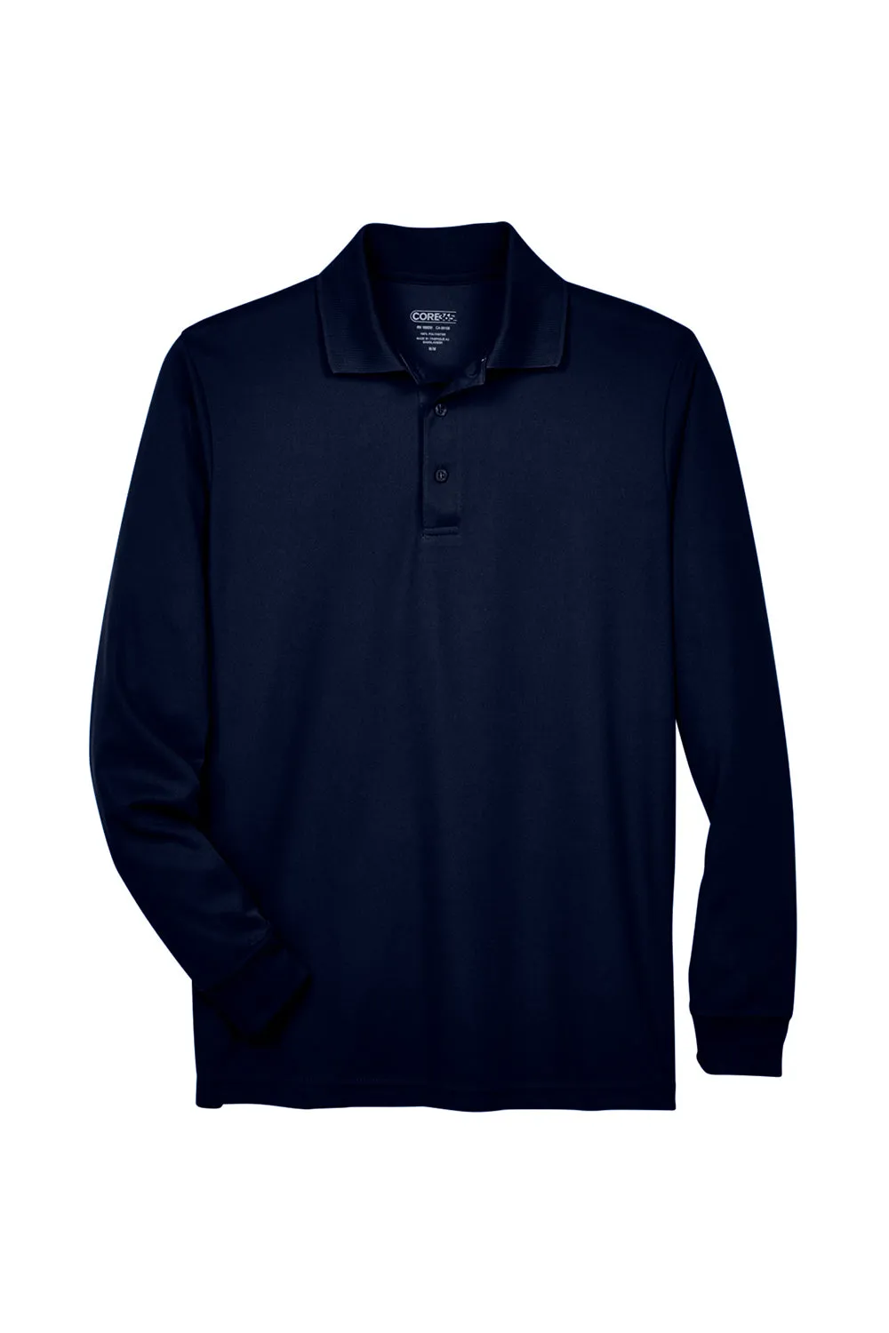 Core 365 Mens Pinnacle Performance Moisture Wicking Long Sleeve Polo Shirt - Classic Navy Blue