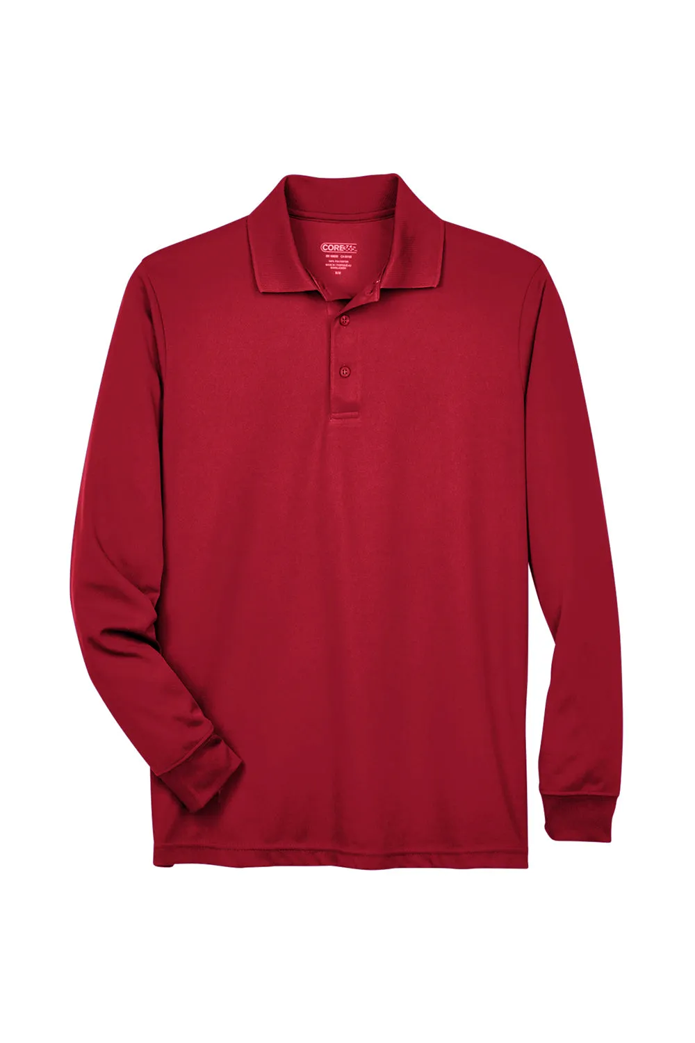 Core 365 Mens Pinnacle Performance Moisture Wicking Long Sleeve Polo Shirt - Classic Red