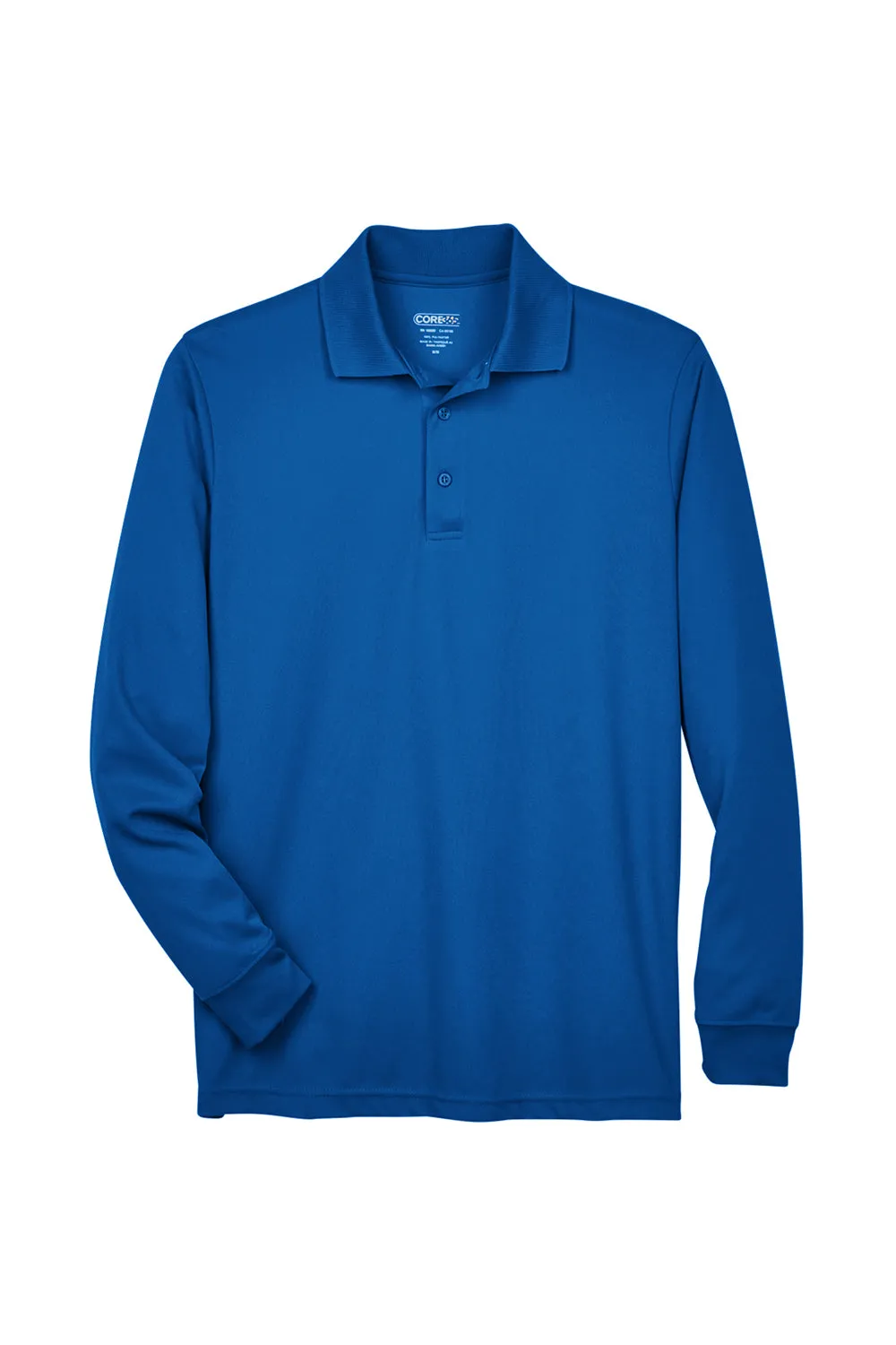 Core 365 Mens Pinnacle Performance Moisture Wicking Long Sleeve Polo Shirt - True Royal Blue