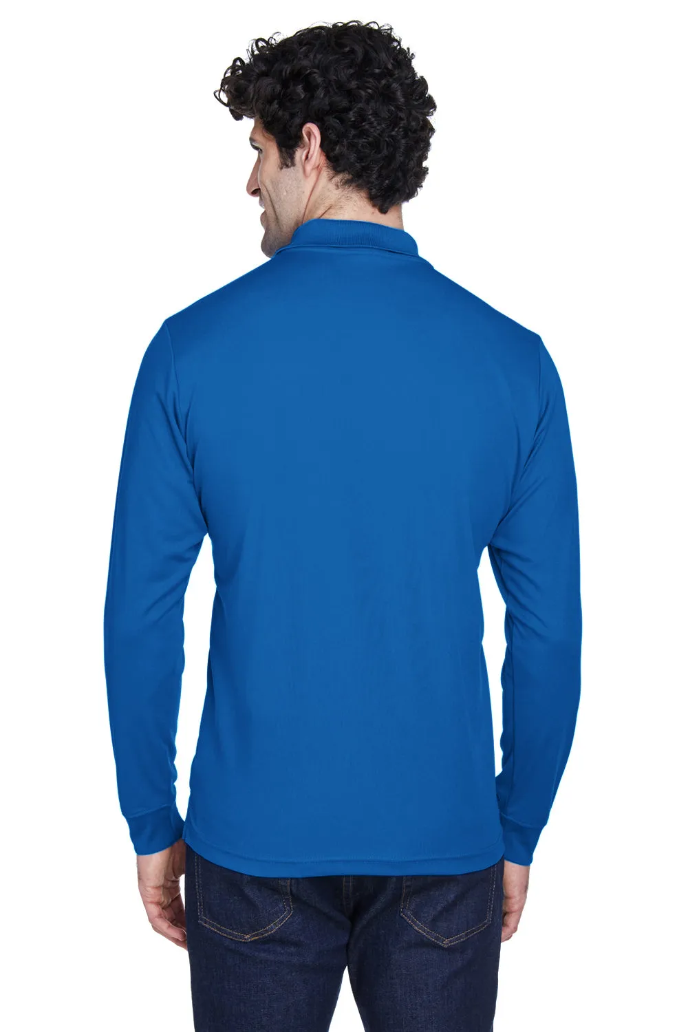 Core 365 Mens Pinnacle Performance Moisture Wicking Long Sleeve Polo Shirt - True Royal Blue