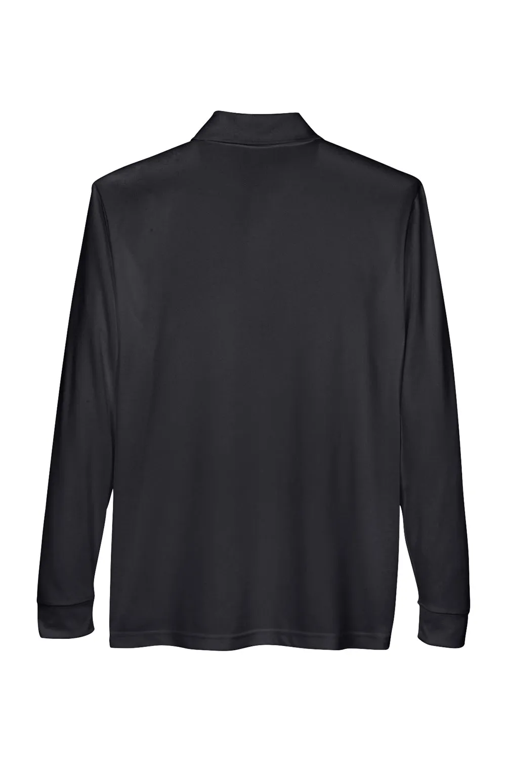 Core 365 Mens Pinnacle Performance Moisture Wicking Long Sleeve Polo Shirt w/ Pocket - Black
