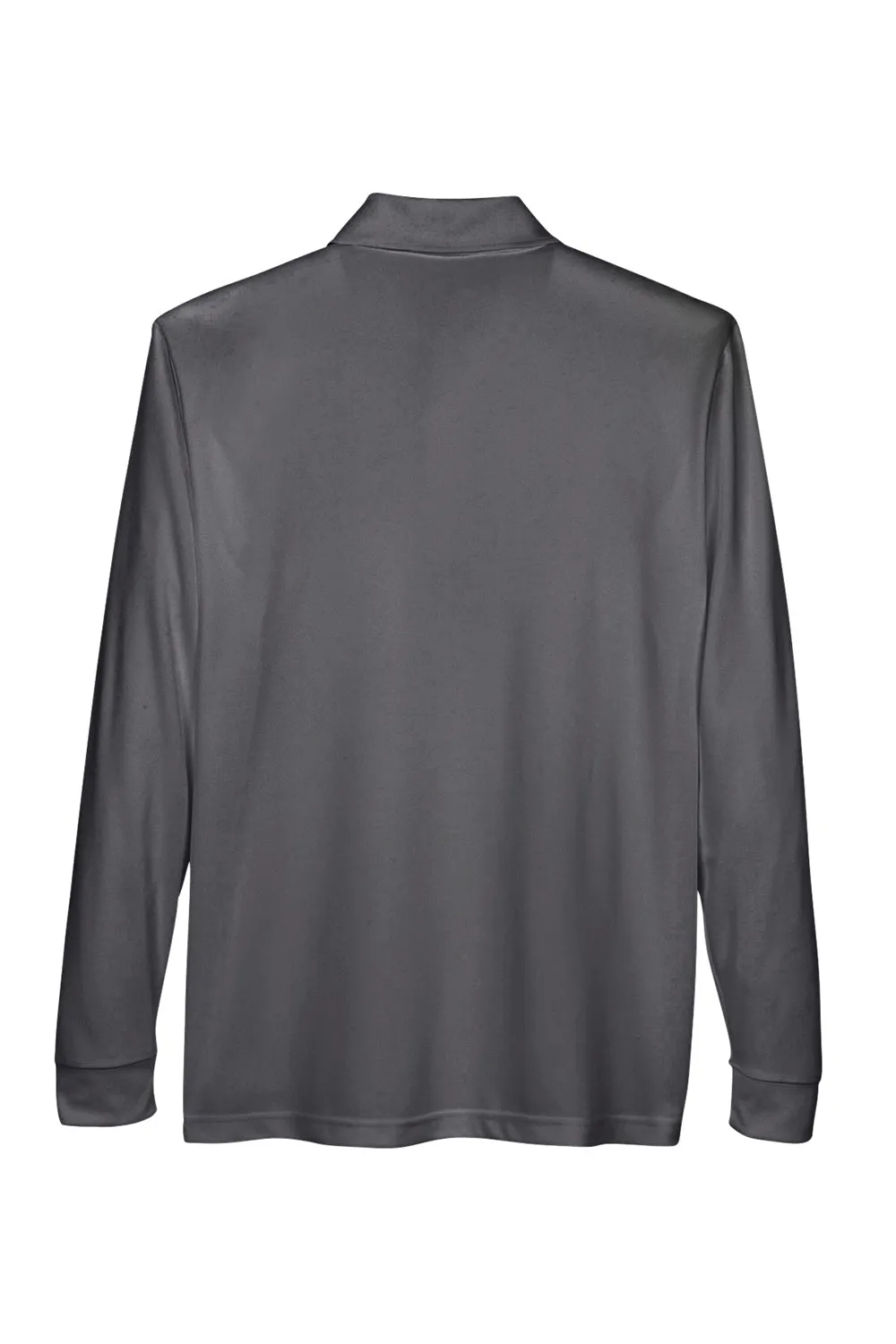 Core 365 Mens Pinnacle Performance Moisture Wicking Long Sleeve Polo Shirt w/ Pocket - Carbon Grey