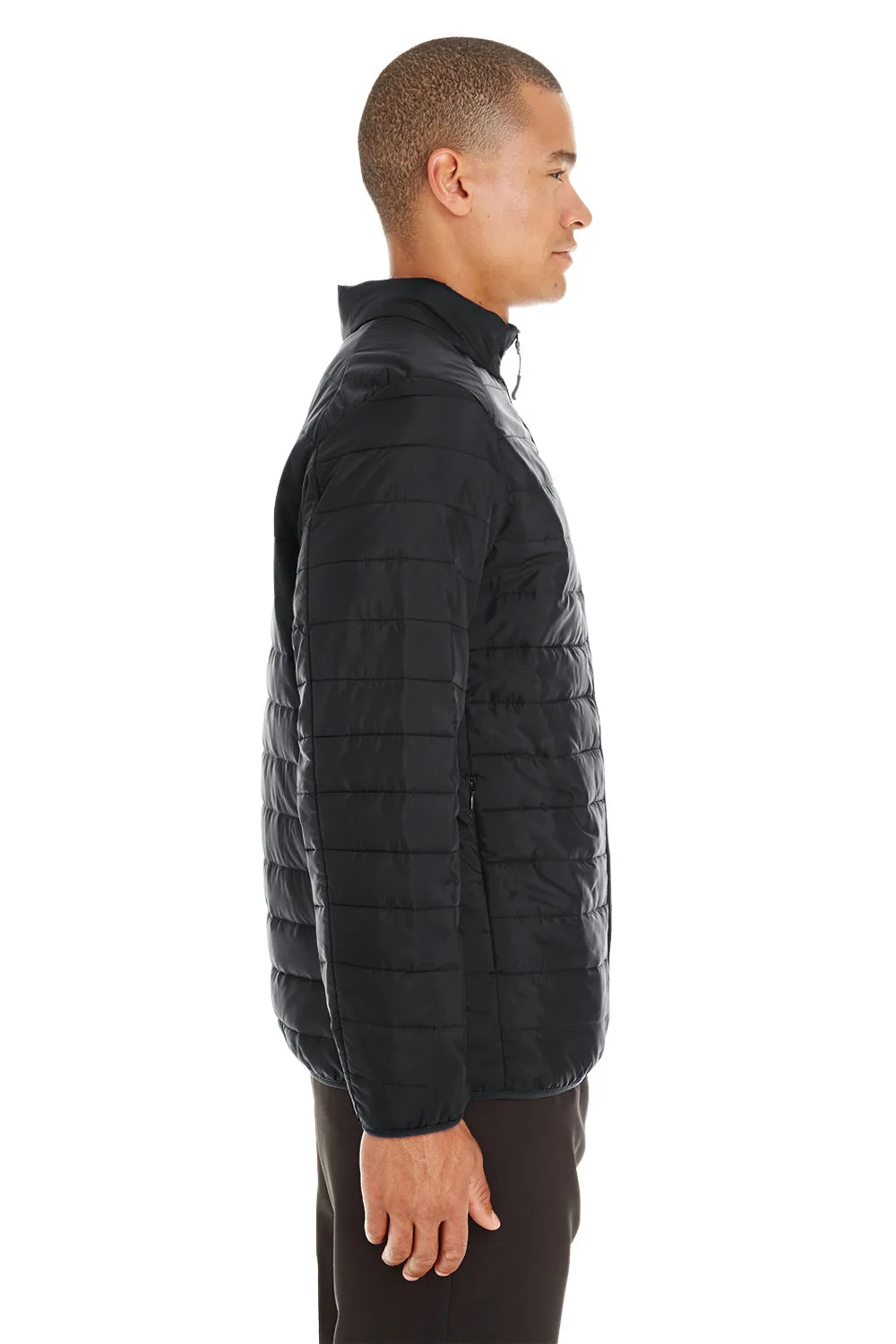 Core 365 Mens Prevail Packable Puffer Water Resistant Full Zip Jacket - Black