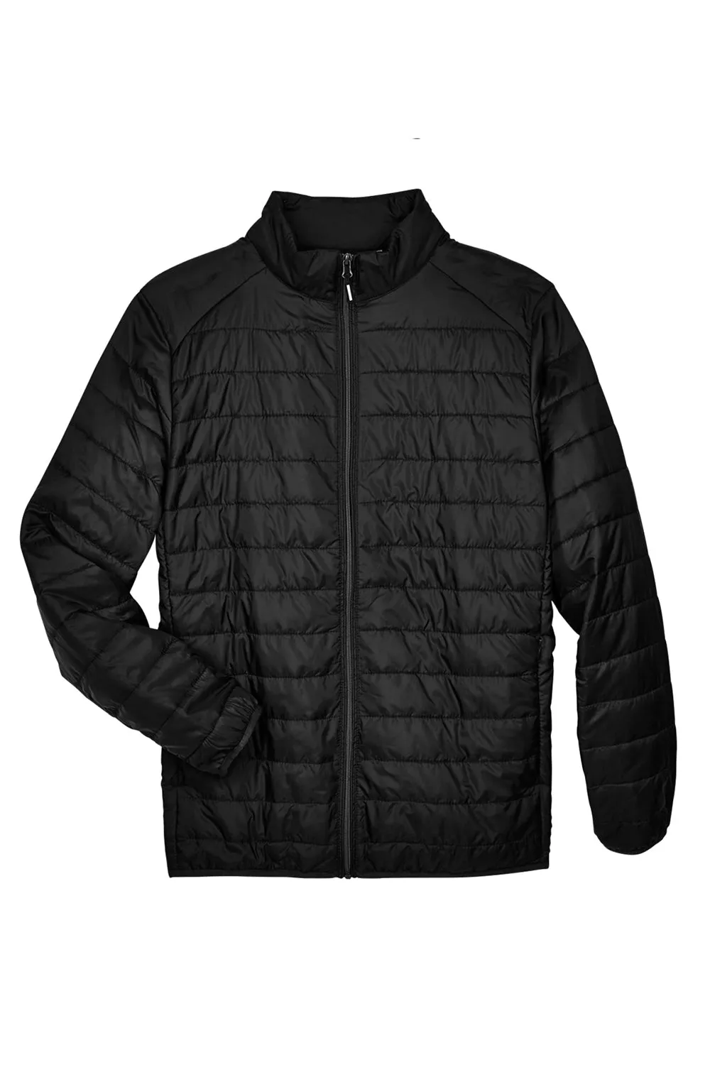 Core 365 Mens Prevail Packable Puffer Water Resistant Full Zip Jacket - Black