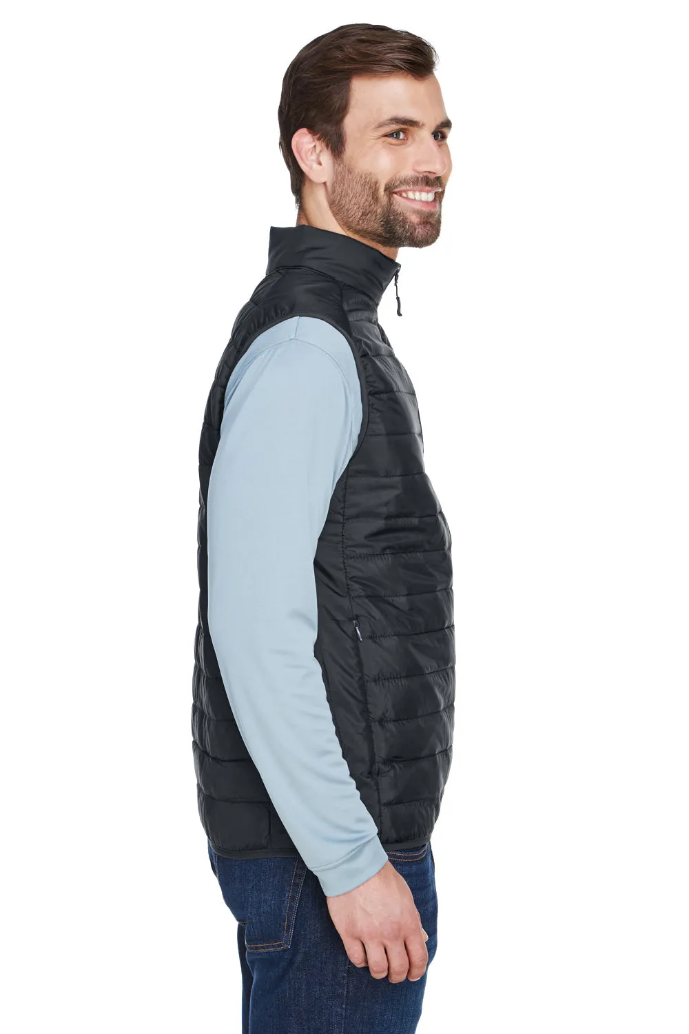 Core 365 Mens Prevail Packable Puffer Water Resistant Full Zip Vest - Black