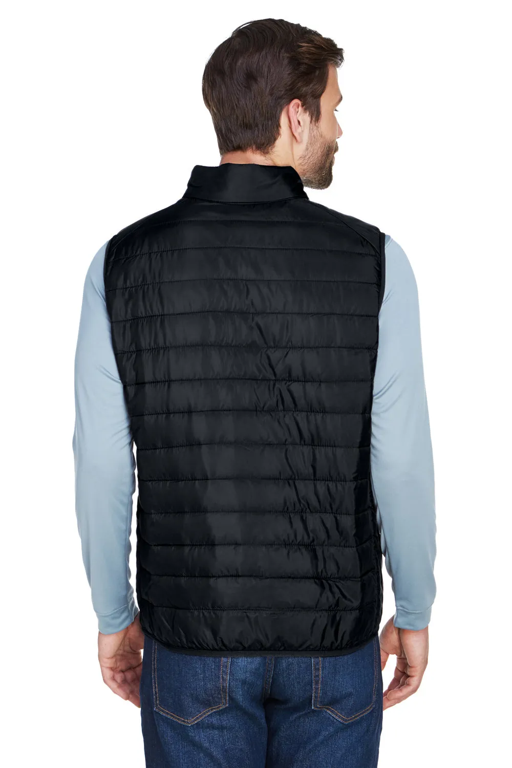 Core 365 Mens Prevail Packable Puffer Water Resistant Full Zip Vest - Black