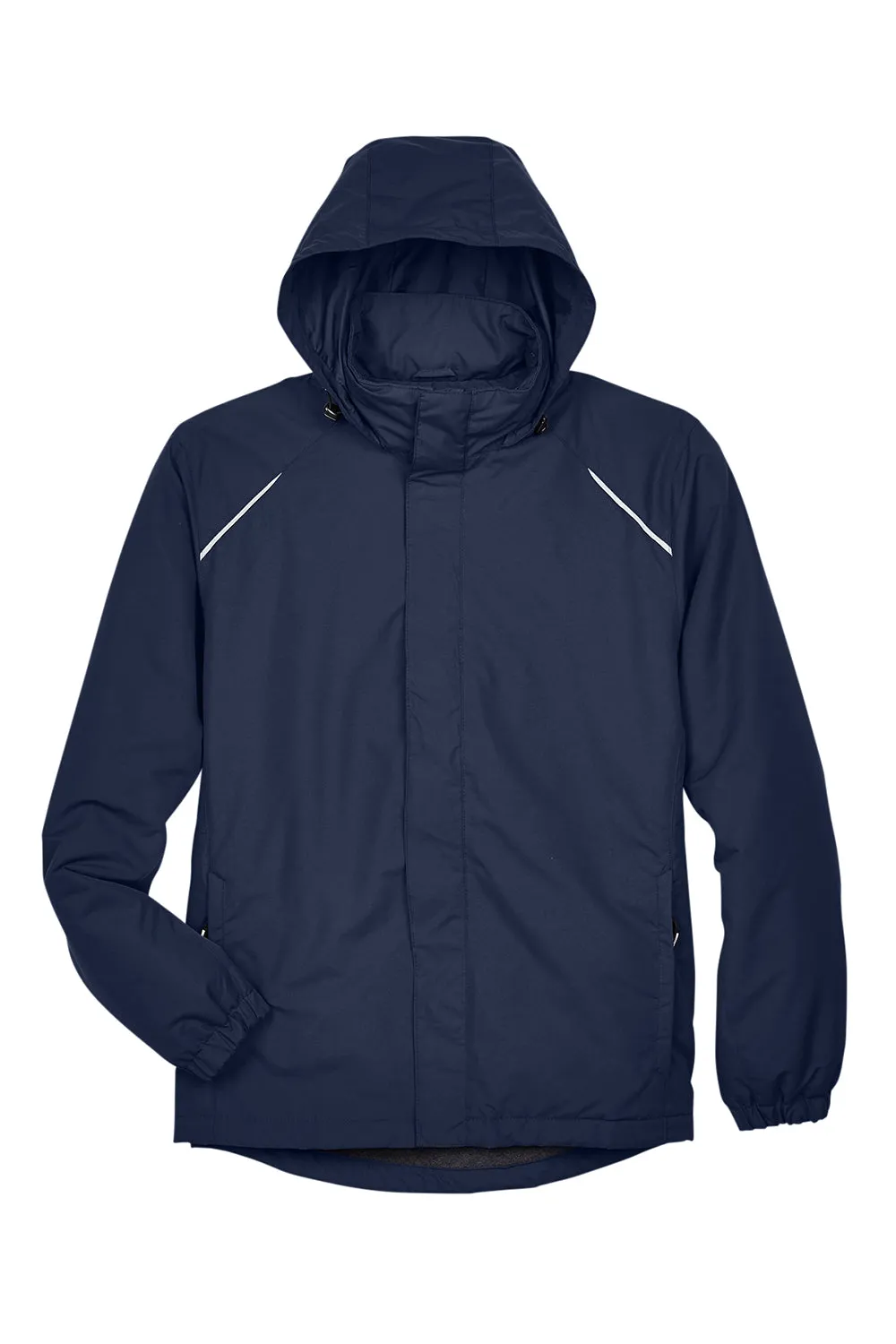 Core 365 Mens Profile Water Resistant Full Zip Hooded Jacket - Classic Navy Blue
