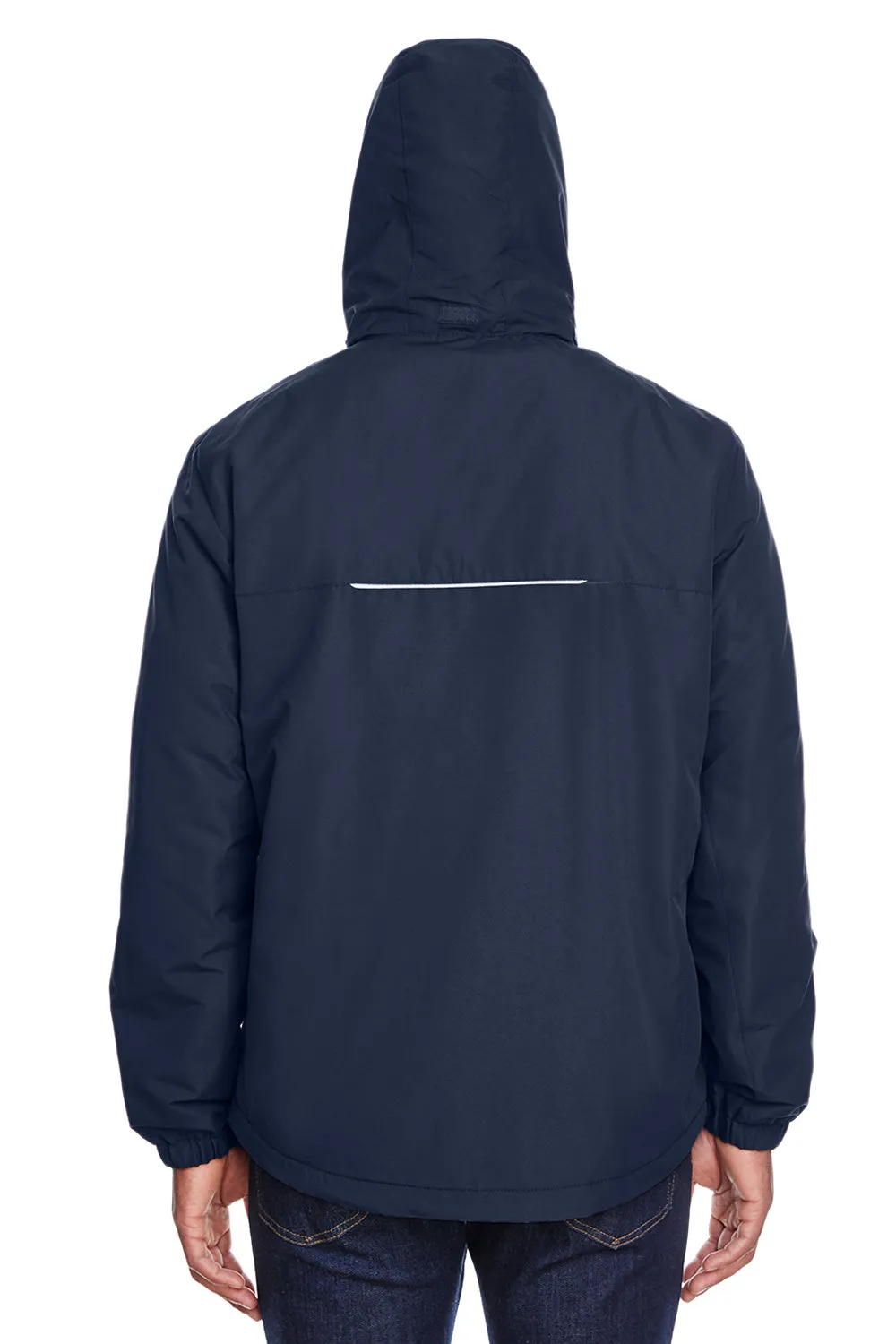 Core 365 Mens Profile Water Resistant Full Zip Hooded Jacket - Classic Navy Blue