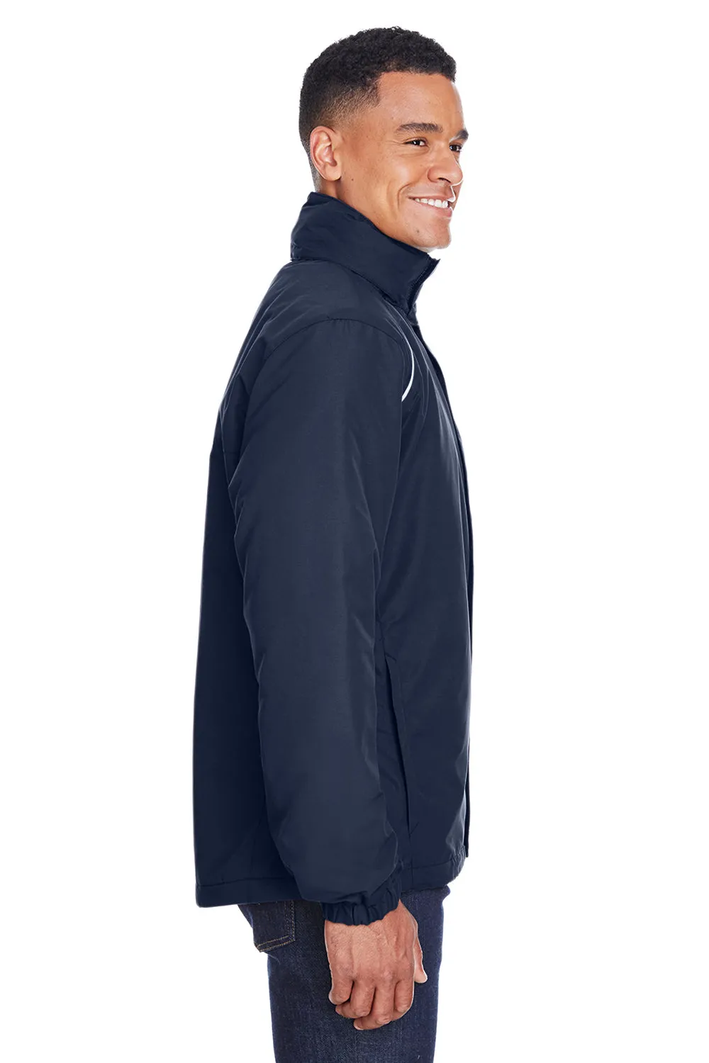 Core 365 Mens Profile Water Resistant Full Zip Hooded Jacket - Classic Navy Blue