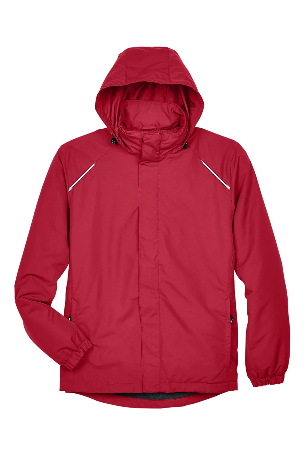 Core 365 Mens Profile Water Resistant Full Zip Hooded Jacket - Classic Red