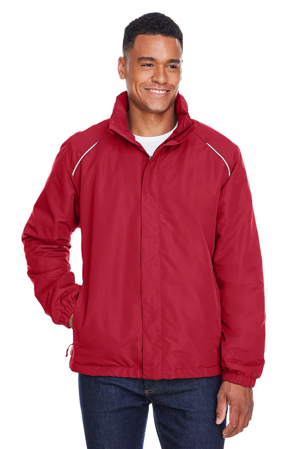 Core 365 Mens Profile Water Resistant Full Zip Hooded Jacket - Classic Red
