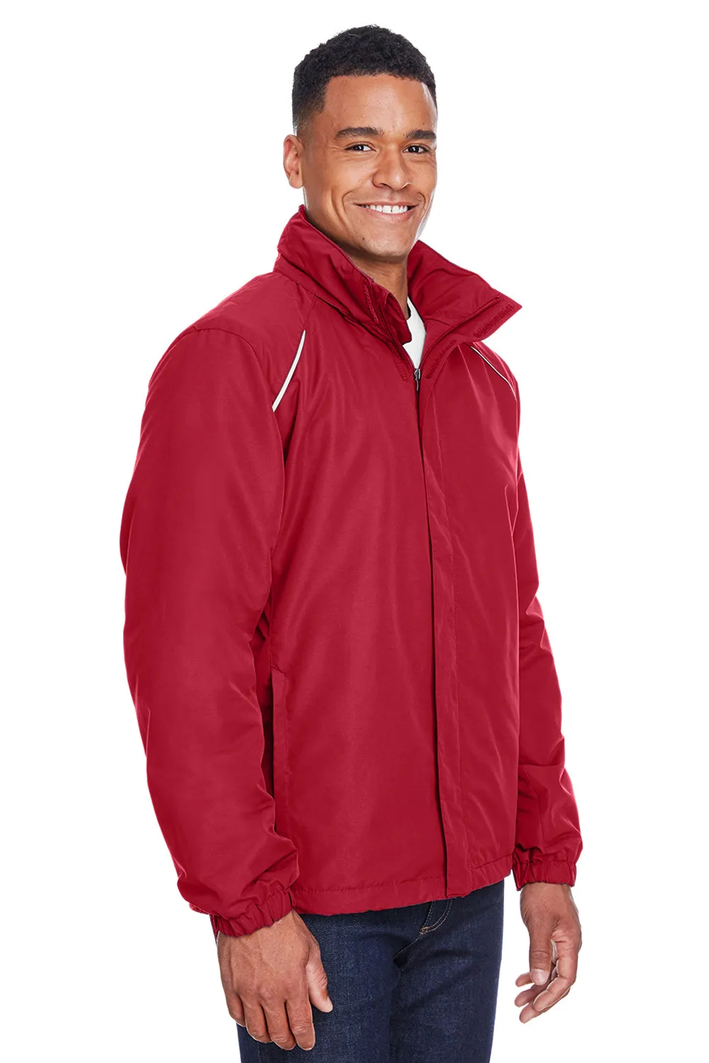 Core 365 Mens Profile Water Resistant Full Zip Hooded Jacket - Classic Red