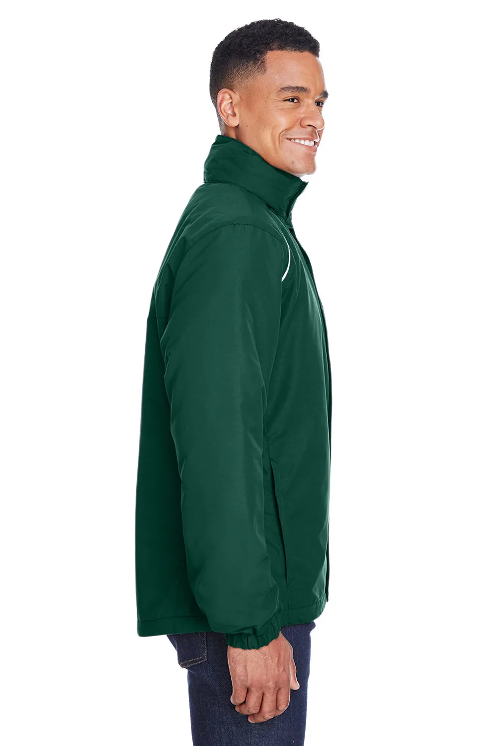 Core 365 Mens Profile Water Resistant Full Zip Hooded Jacket - Forest Green