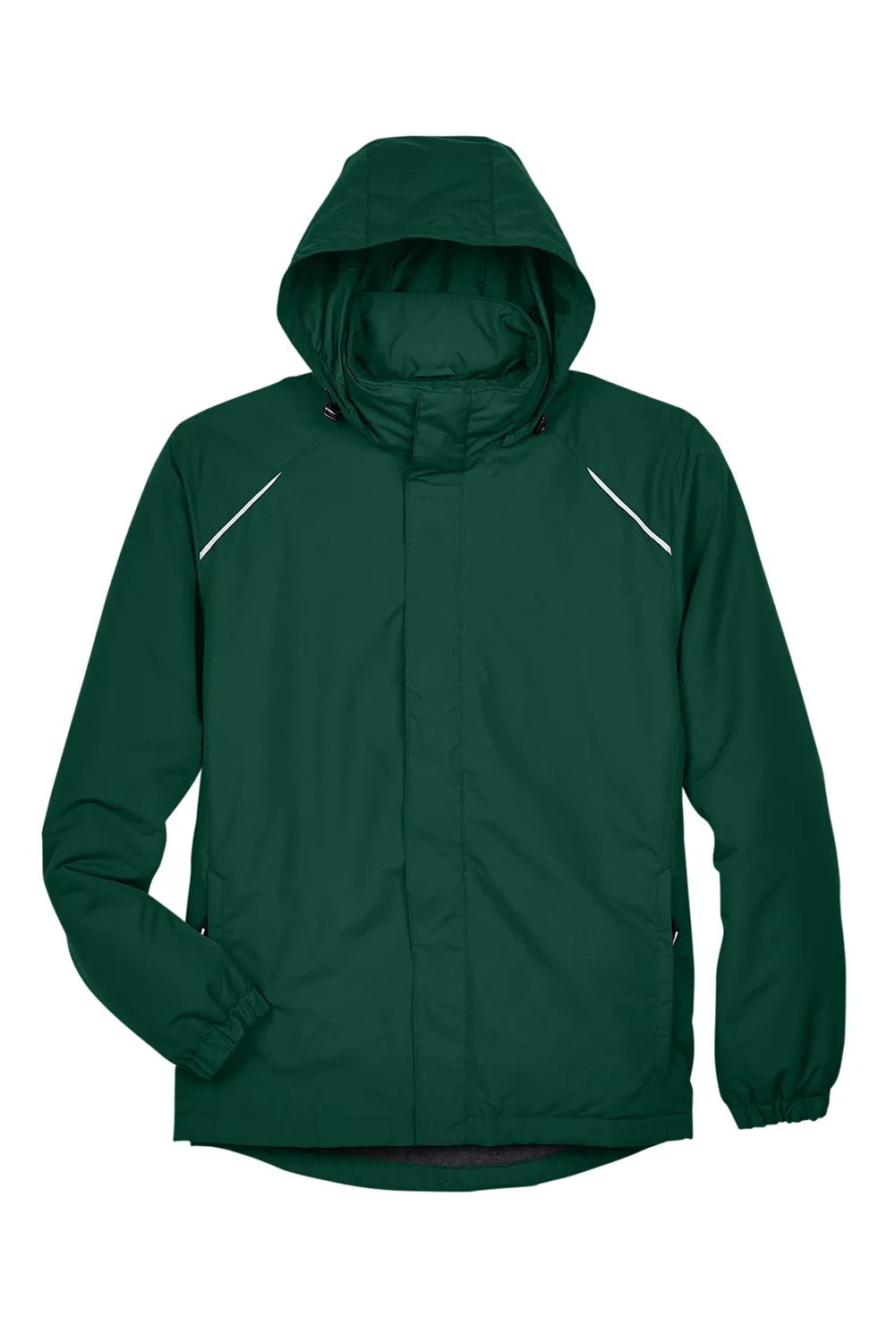 Core 365 Mens Profile Water Resistant Full Zip Hooded Jacket - Forest Green