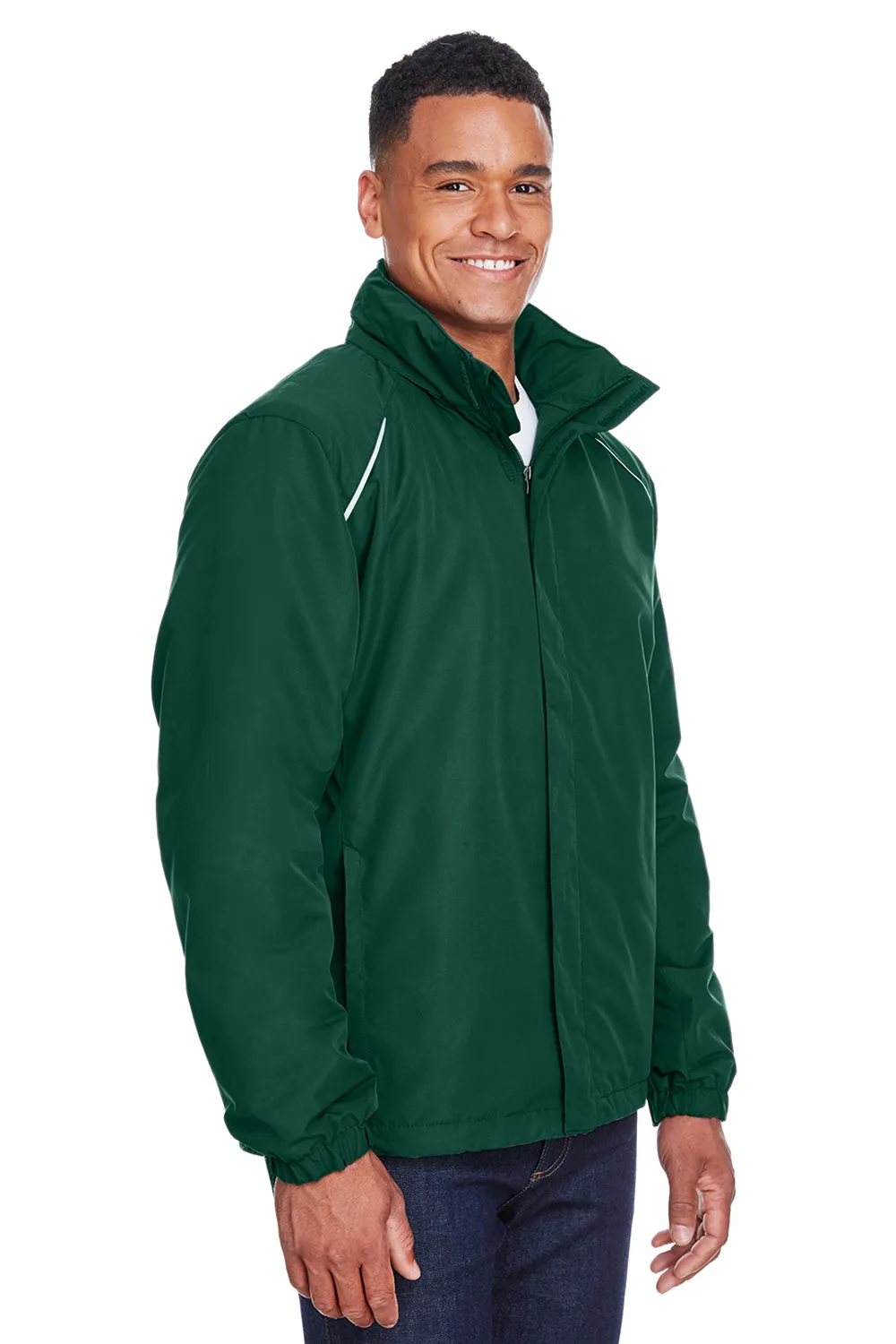 Core 365 Mens Profile Water Resistant Full Zip Hooded Jacket - Forest Green