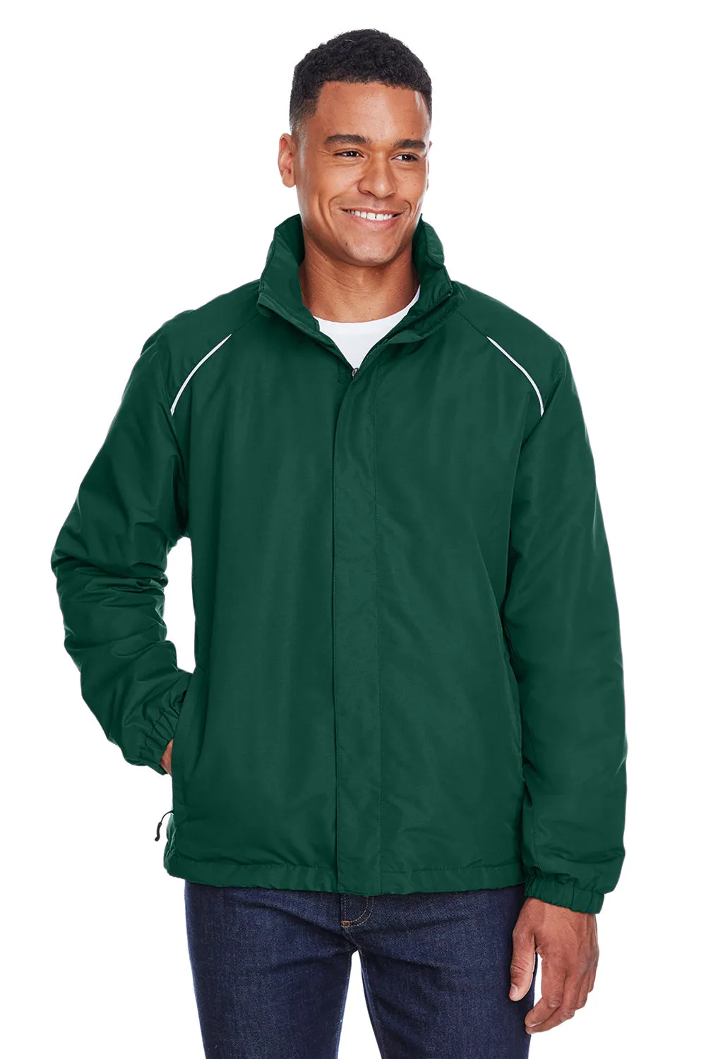 Core 365 Mens Profile Water Resistant Full Zip Hooded Jacket - Forest Green