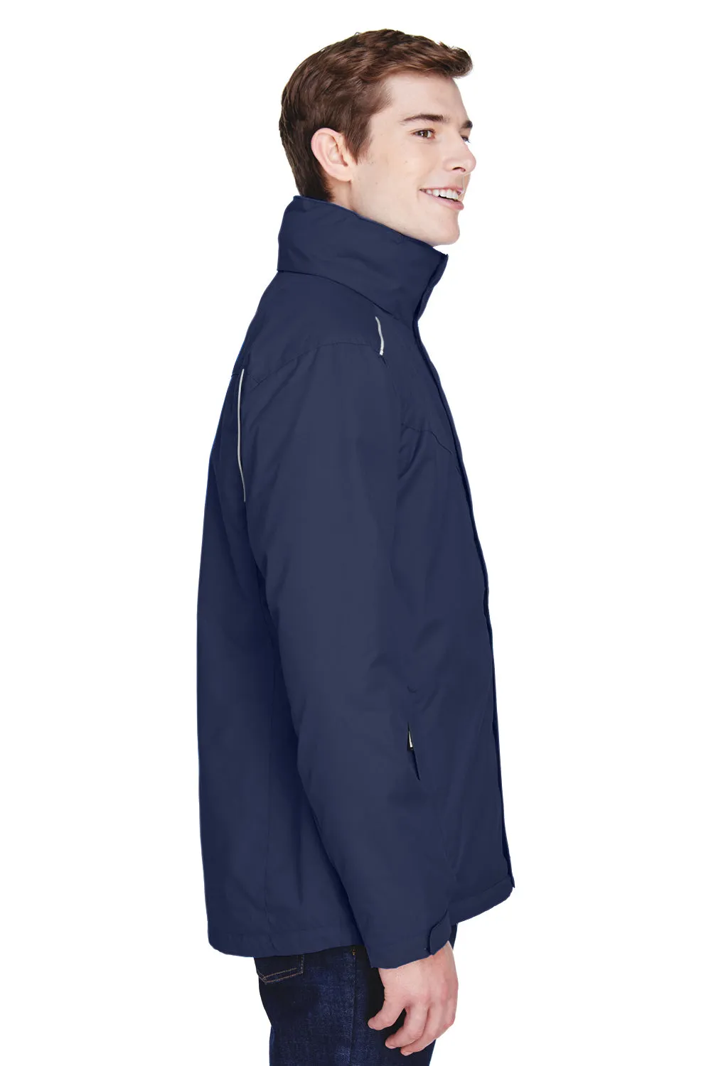 Core 365 Mens Region 3-in-1 Water Resistant Full Zip Hooded Jacket - Classic Navy Blue