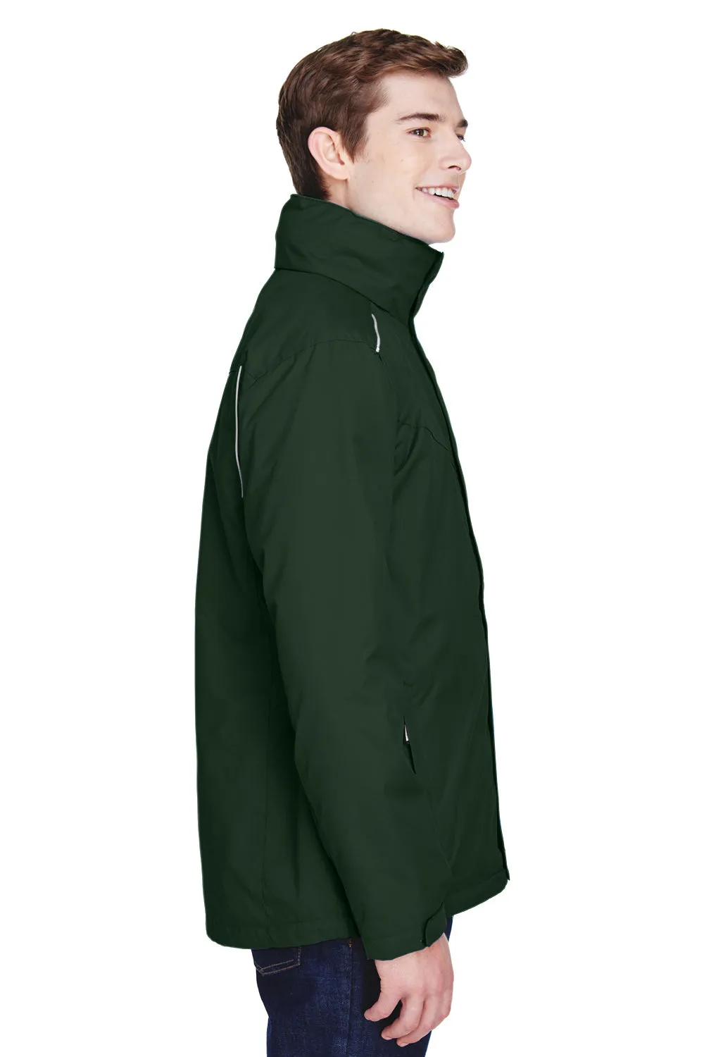 Core 365 Mens Region 3-in-1 Water Resistant Full Zip Hooded Jacket - Forest Green