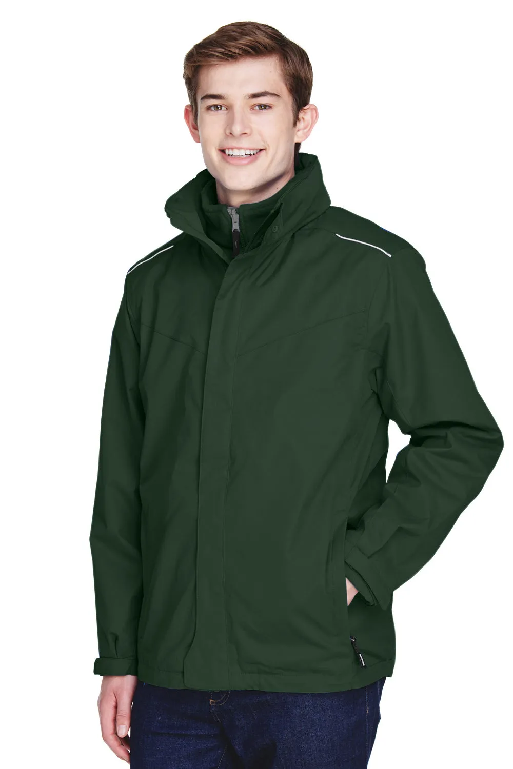 Core 365 Mens Region 3-in-1 Water Resistant Full Zip Hooded Jacket - Forest Green