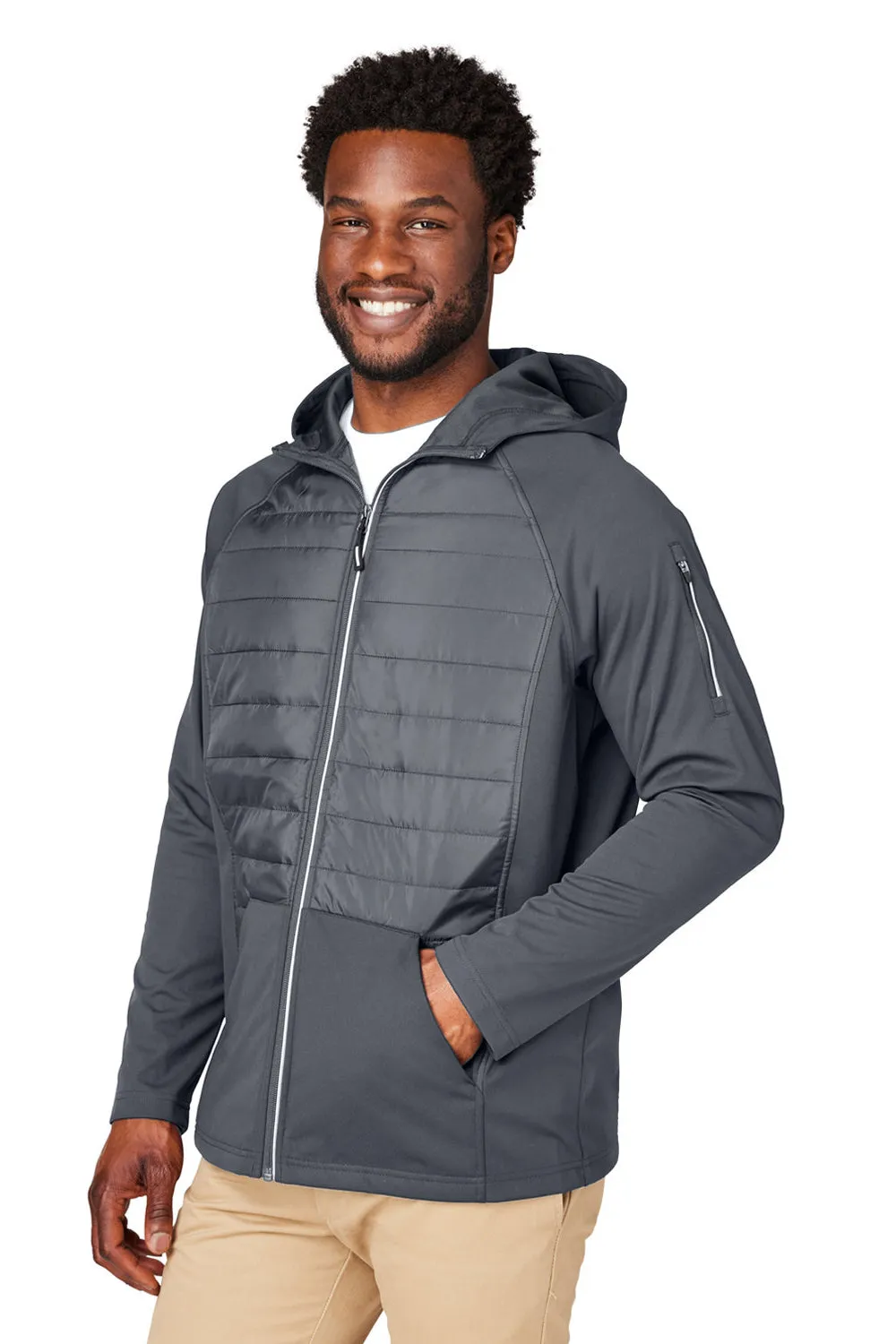Core 365 Mens Techno Lite Hybrid Windproof & Waterproof Full Zip Hooded Jacket - Carbon Grey