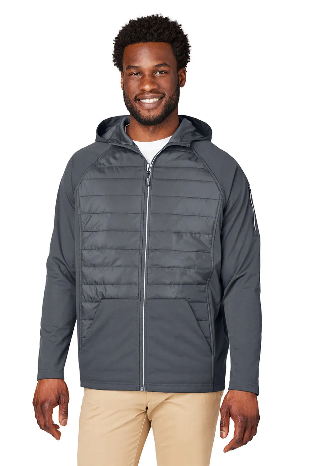 Core 365 Mens Techno Lite Hybrid Windproof & Waterproof Full Zip Hooded Jacket - Carbon Grey