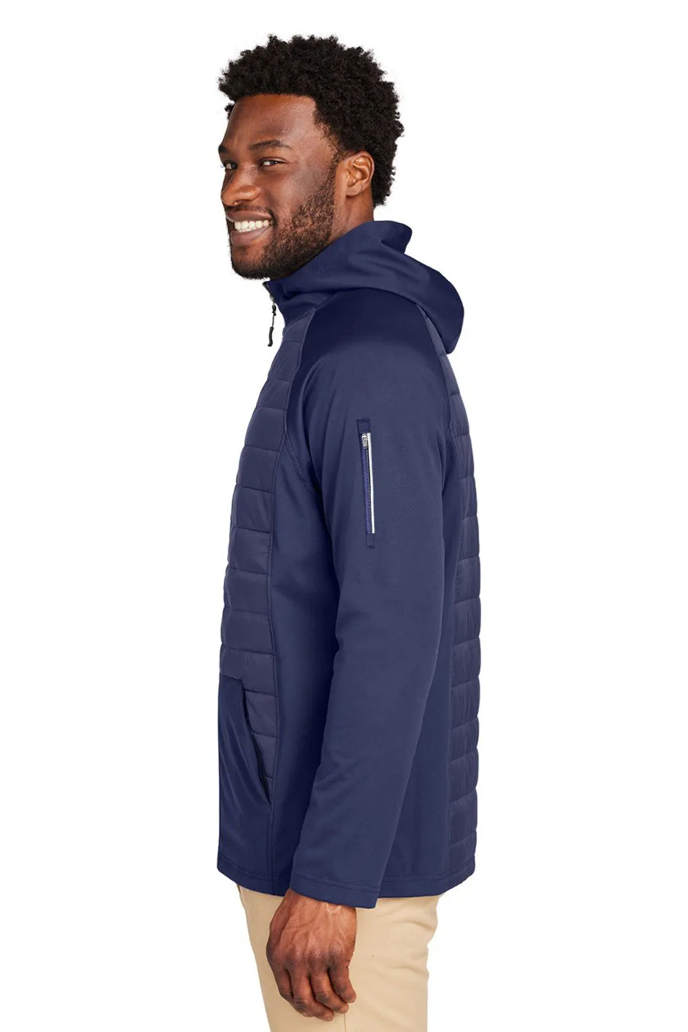 Core 365 Mens Techno Lite Hybrid Windproof & Waterproof Full Zip Hooded Jacket - Classic Navy Blue