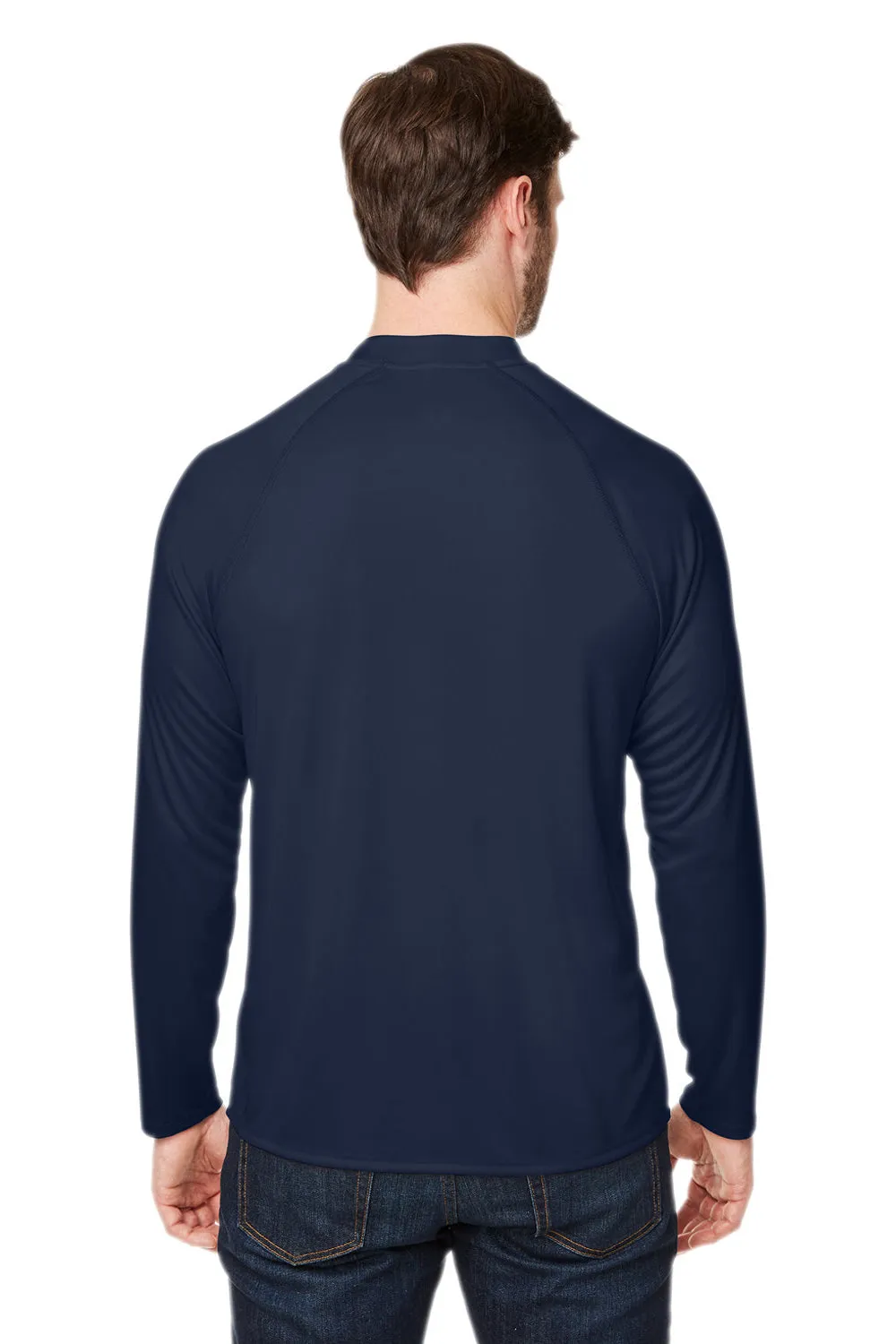 Core 365 Mens Ultra MVP Raglan Moisture Wicking Long Sleeve Crewneck T-Shirt - Classic Navy Blue