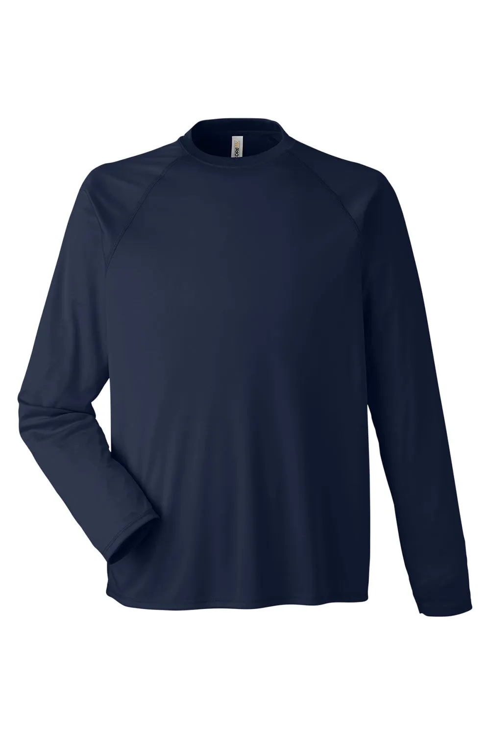 Core 365 Mens Ultra MVP Raglan Moisture Wicking Long Sleeve Crewneck T-Shirt - Classic Navy Blue