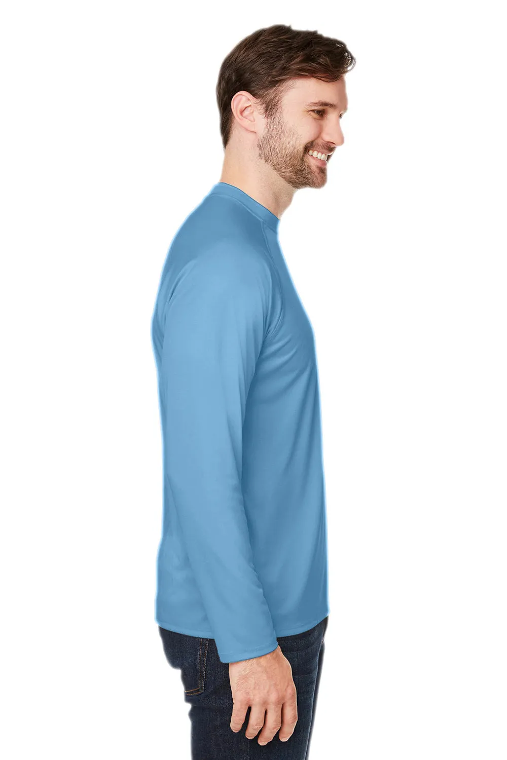 Core 365 Mens Ultra MVP Raglan Moisture Wicking Long Sleeve Crewneck T-Shirt - Columbia Blue