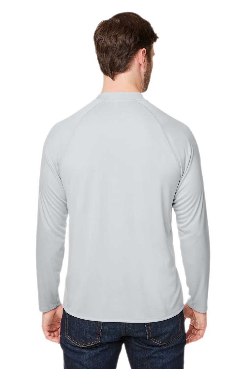 Core 365 Mens Ultra MVP Raglan Moisture Wicking Long Sleeve Crewneck T-Shirt - Platinum Grey