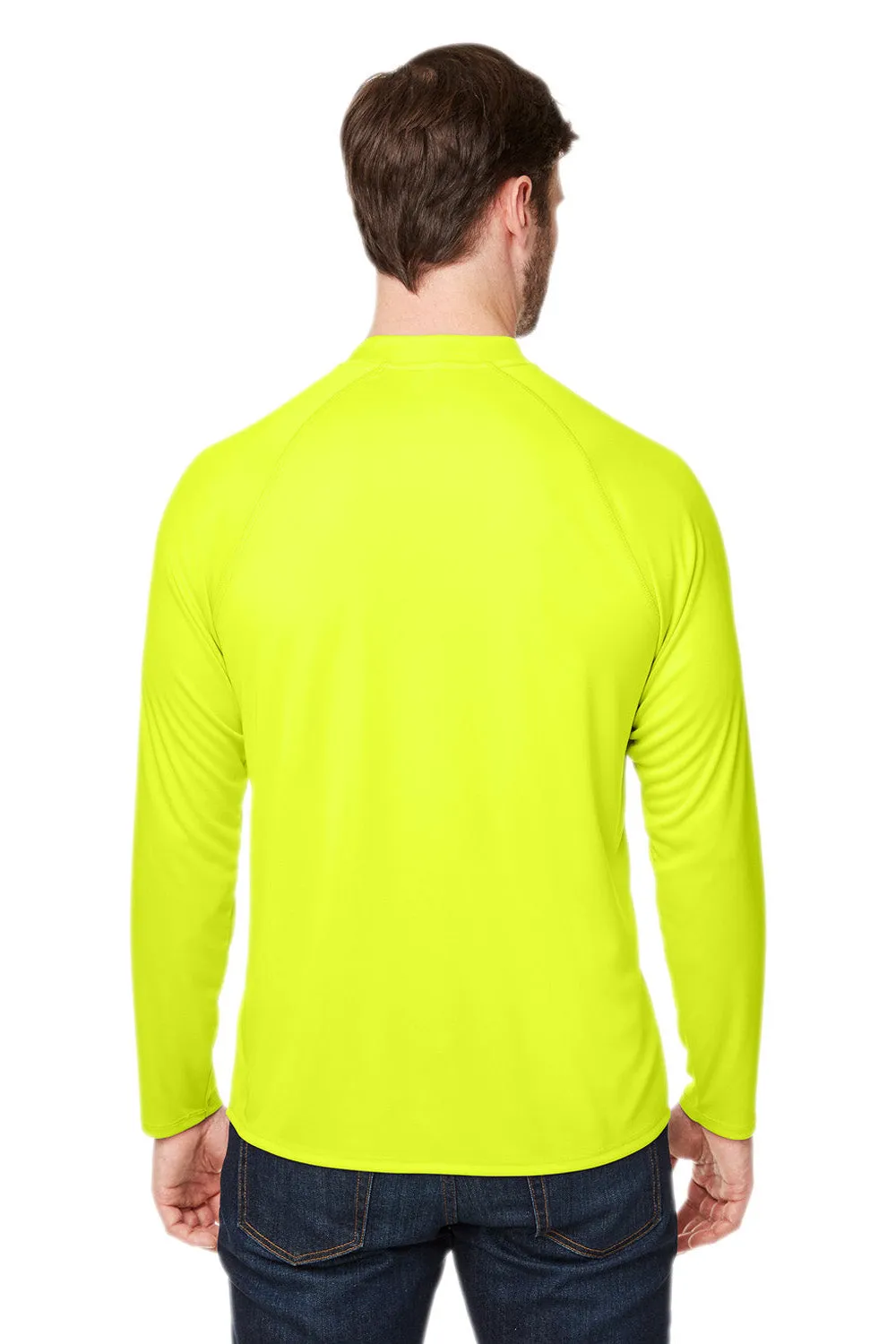 Core 365 Mens Ultra MVP Raglan Moisture Wicking Long Sleeve Crewneck T-Shirt - Safety Yellow