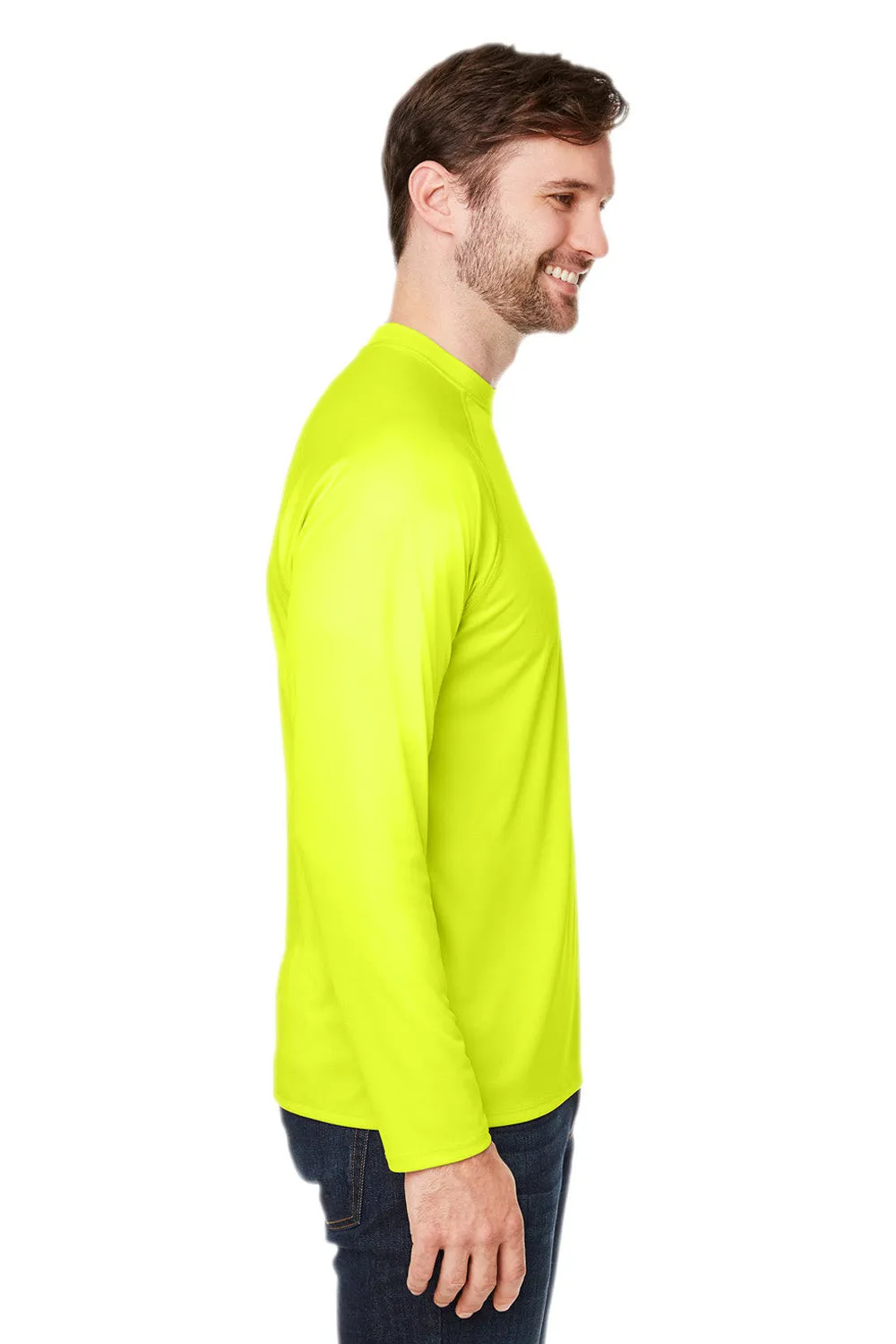 Core 365 Mens Ultra MVP Raglan Moisture Wicking Long Sleeve Crewneck T-Shirt - Safety Yellow