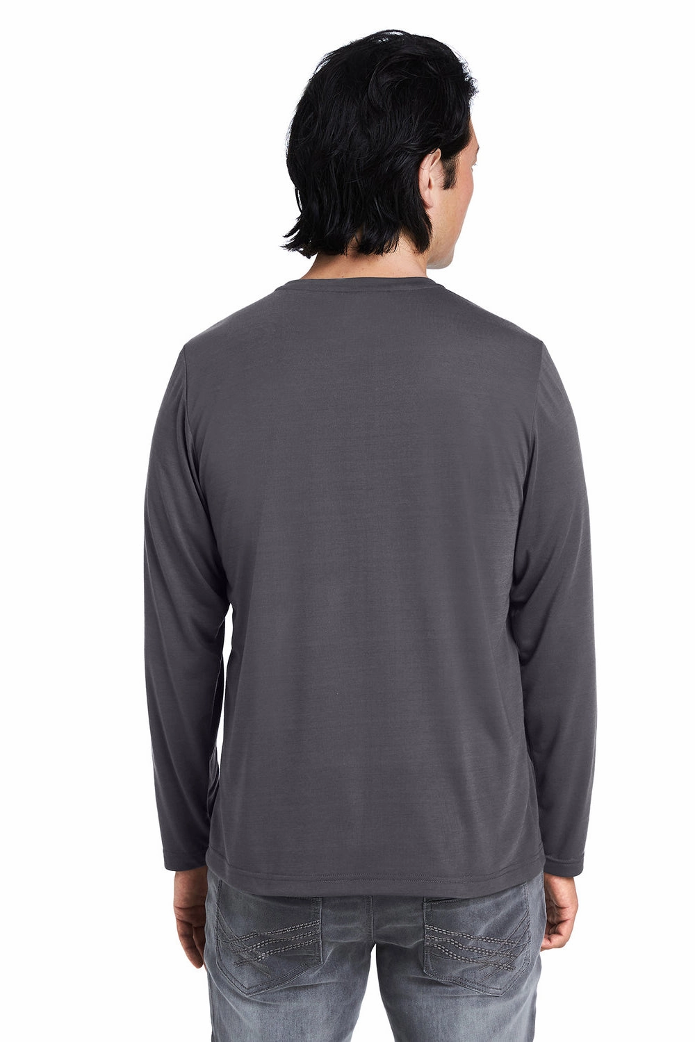 Core 365 Mens Fusion ChromaSoft Performance Moisture Wicking Long Sleeve Crewneck T-Shirt - Carbon Grey