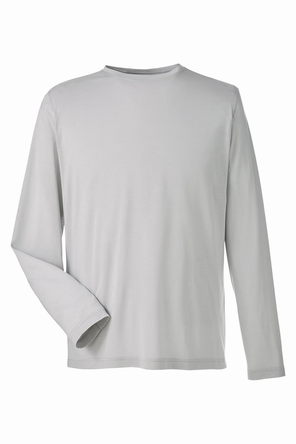 Core 365 Mens Fusion ChromaSoft Performance Moisture Wicking Long Sleeve Crewneck T-Shirt - Platinum Grey