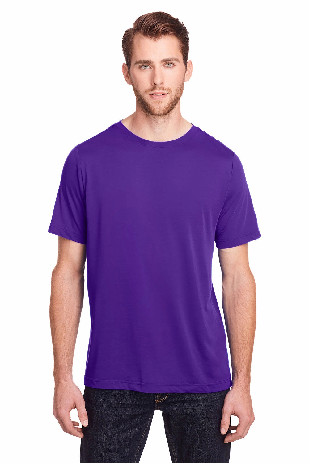 Core 365 Mens Fusion ChromaSoft Performance Moisture Wicking Short Sleeve Crewneck T-Shirt - Campus Purple