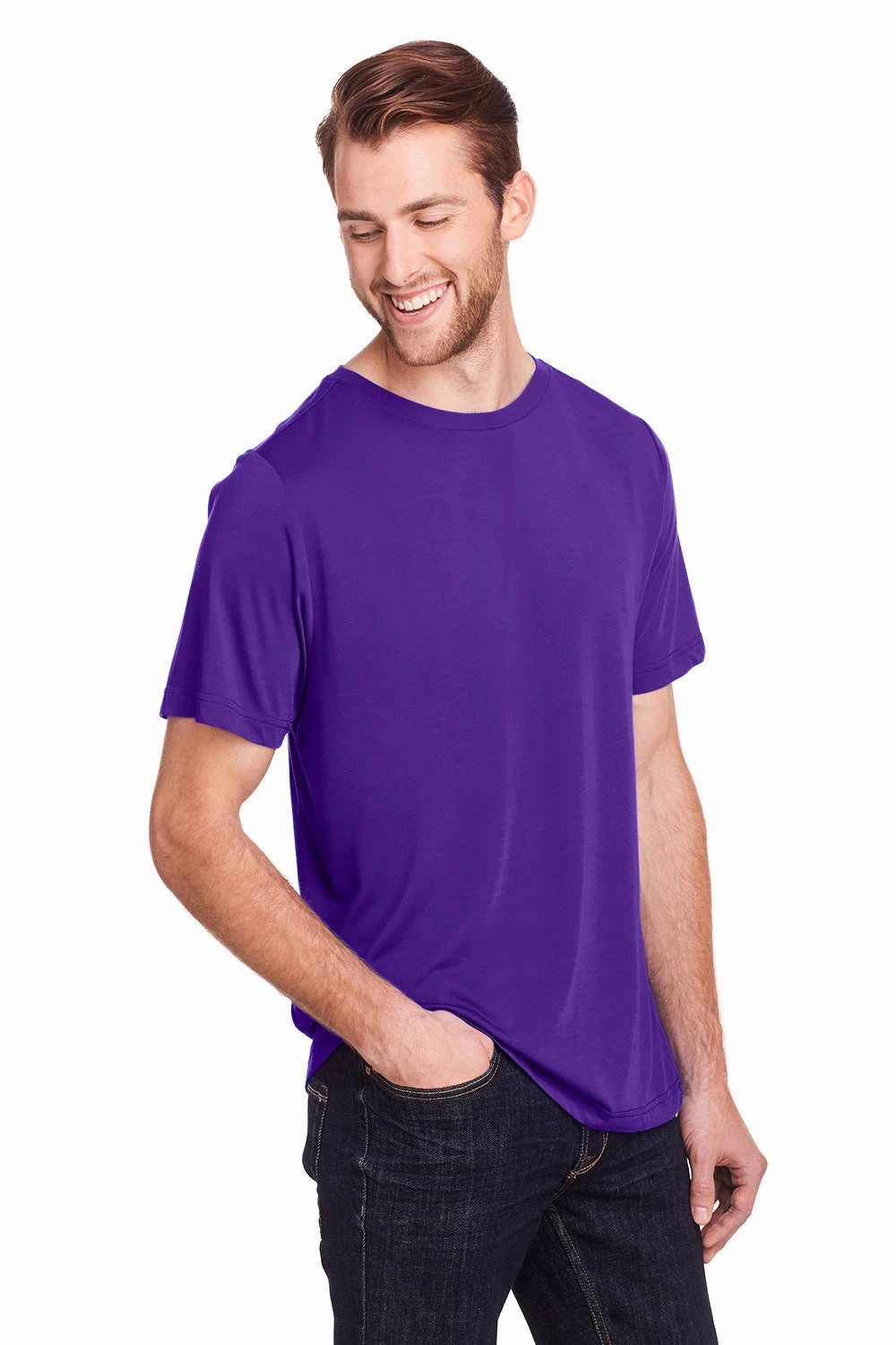 Core 365 Mens Fusion ChromaSoft Performance Moisture Wicking Short Sleeve Crewneck T-Shirt - Campus Purple