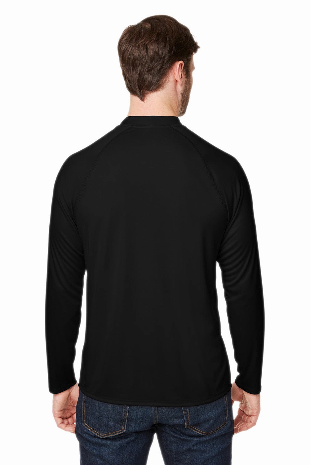 Core 365 Mens Ultra MVP Raglan Moisture Wicking Long Sleeve Crewneck T-Shirt - Black