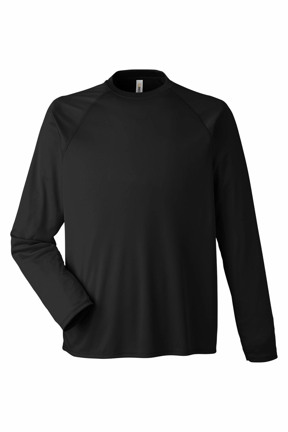 Core 365 Mens Ultra MVP Raglan Moisture Wicking Long Sleeve Crewneck T-Shirt - Black