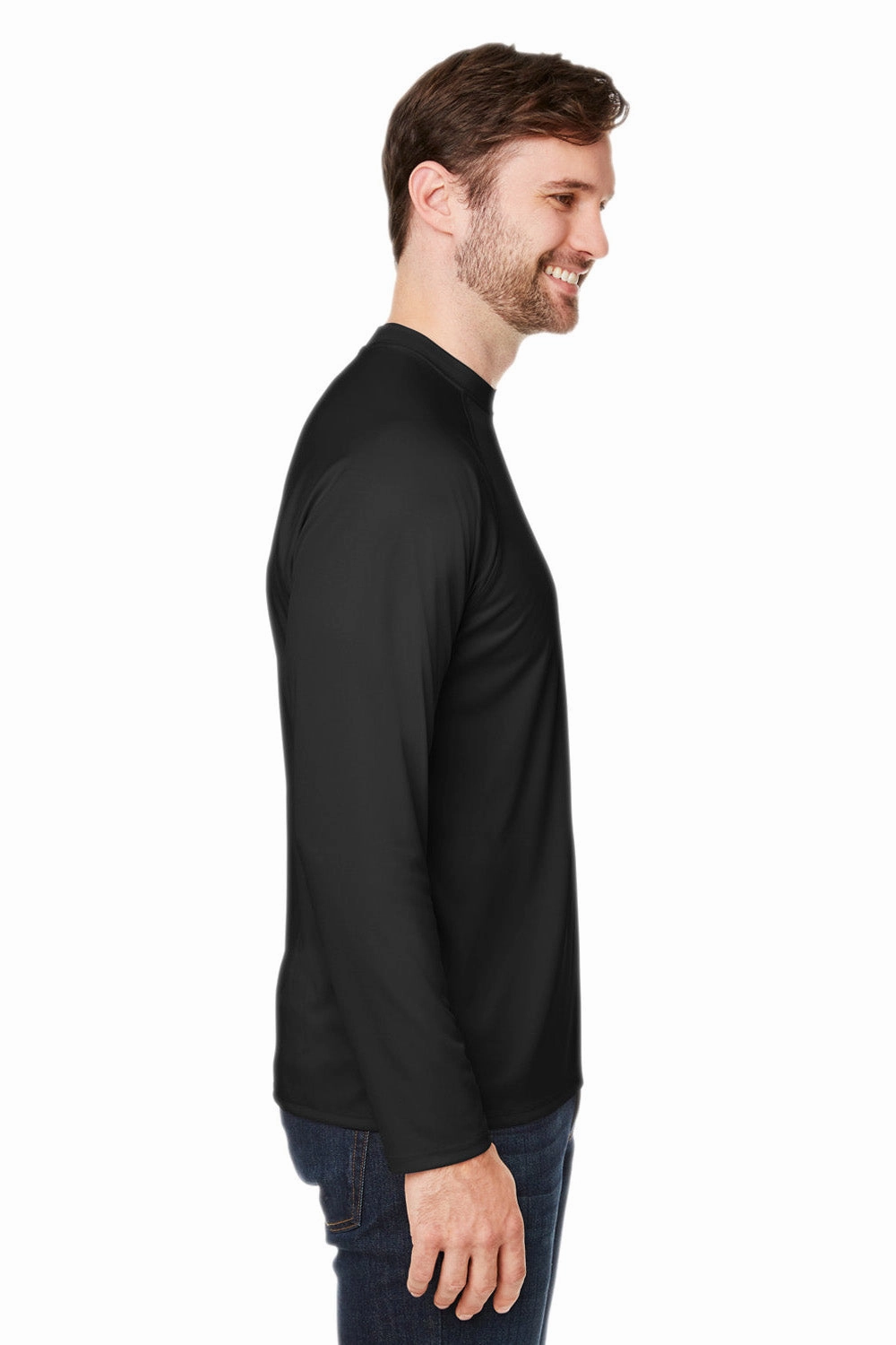 Core 365 Mens Ultra MVP Raglan Moisture Wicking Long Sleeve Crewneck T-Shirt - Black