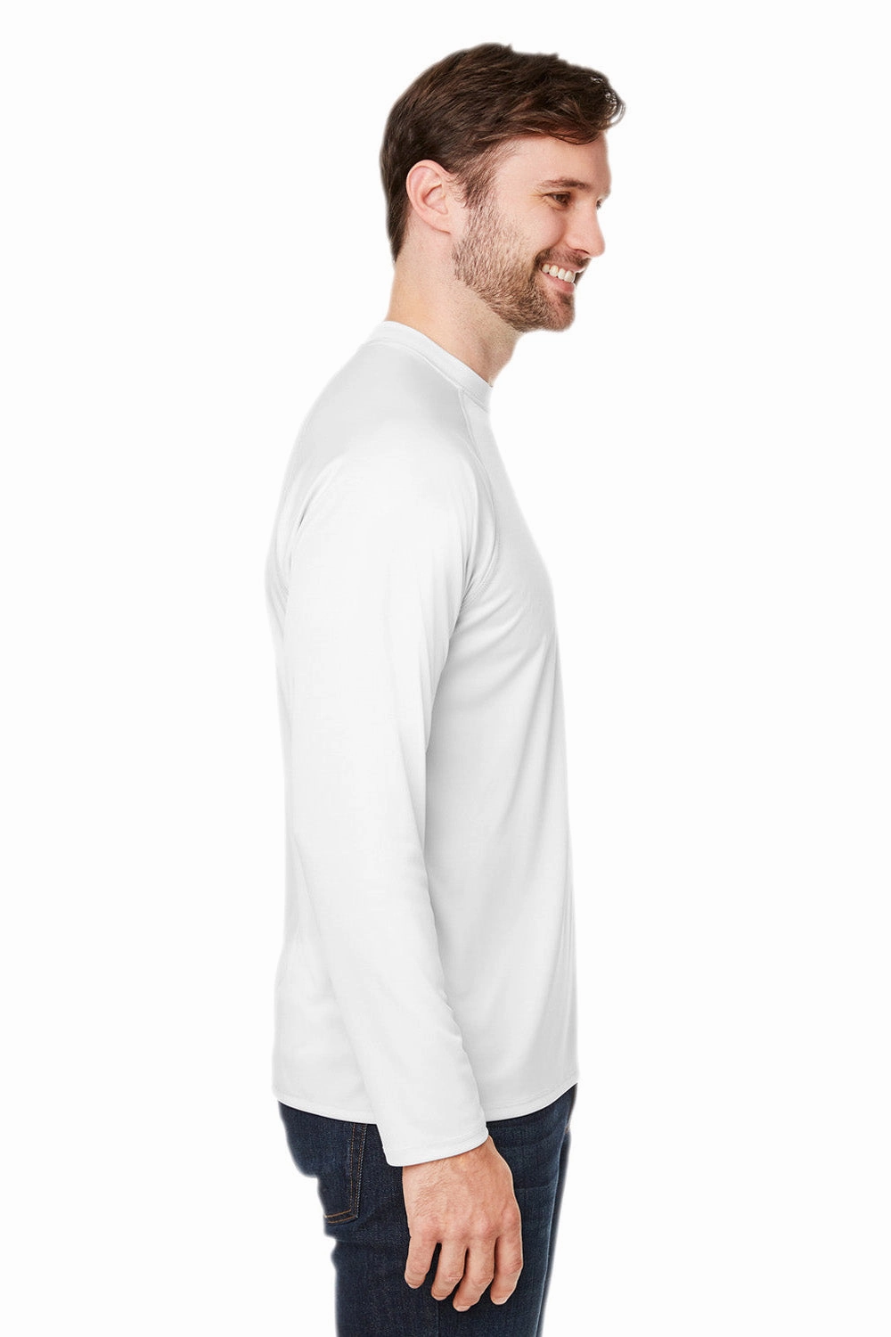 Core 365 Mens Ultra MVP Raglan Moisture Wicking Long Sleeve Crewneck T-Shirt - White