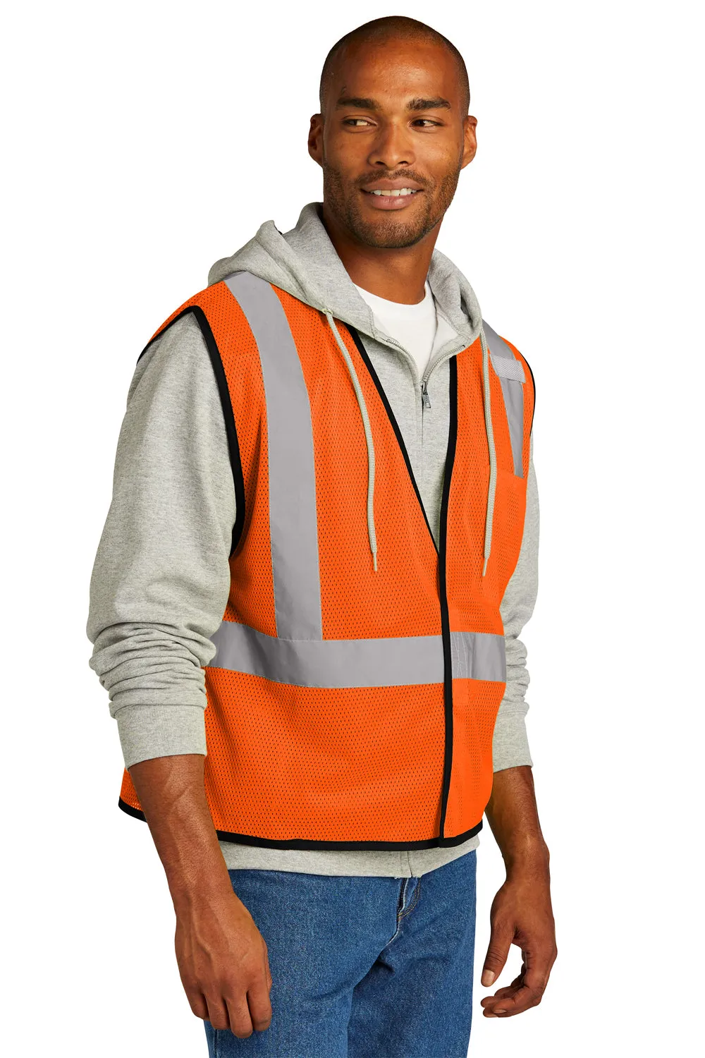 CornerStone Mens ANSI 107 Class 2 Mesh Vest w/ Pocket - Safety Orange