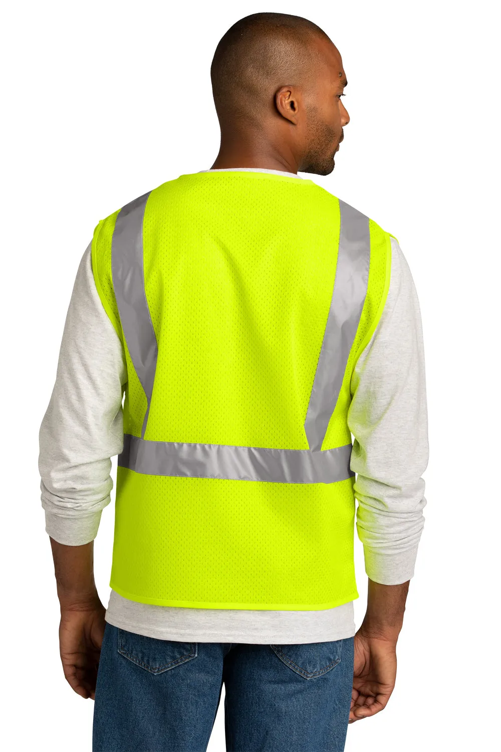 CornerStone Mens ANSI 107 Class 2 Mesh Zipper Vest - Safety Yellow