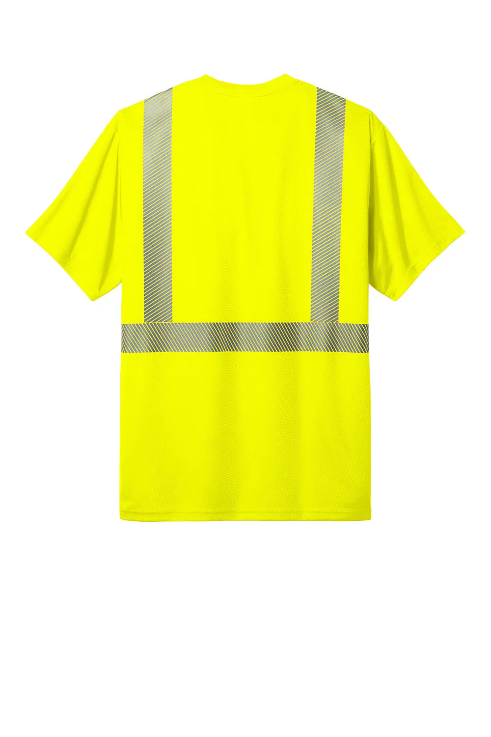 CornerStone Mens ANSI 107 Class 2 Moisture Wicking Short Sleeve Crewneck T-Shirt w/ Pocket - Safety Yellow